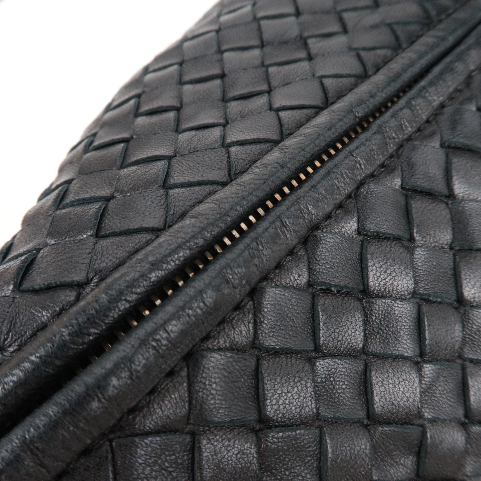 BOTTEGA VENETA Intrecciato Hobo Bag Leather Handbag Black 115654 *Mirror, Dust bag
