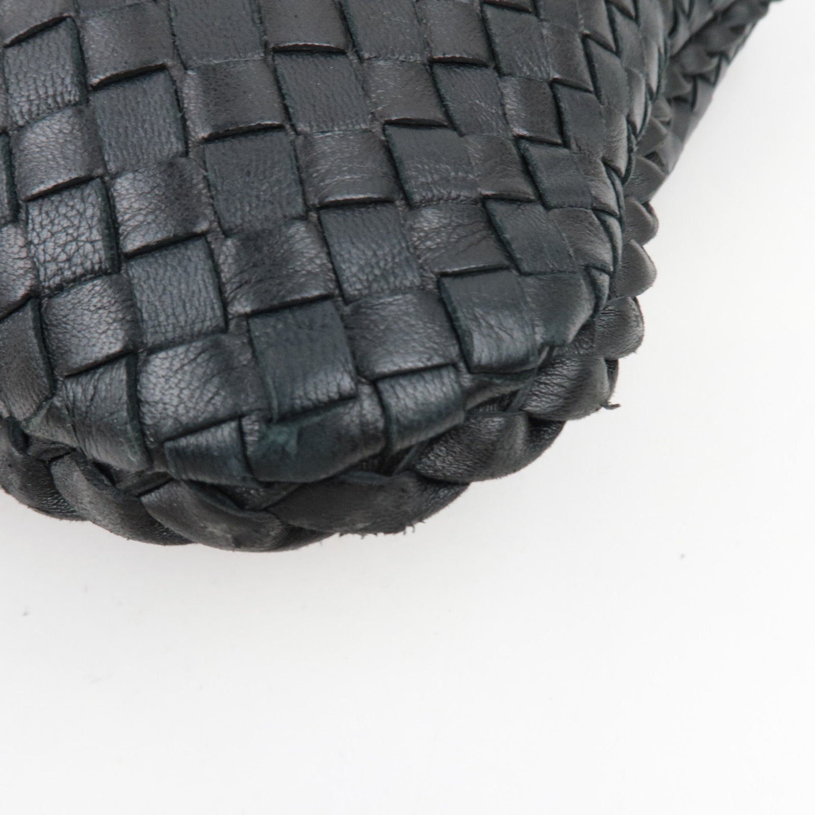 BOTTEGA VENETA Intrecciato Hobo Bag Leather Handbag Black 115654 *Mirror, Dust bag