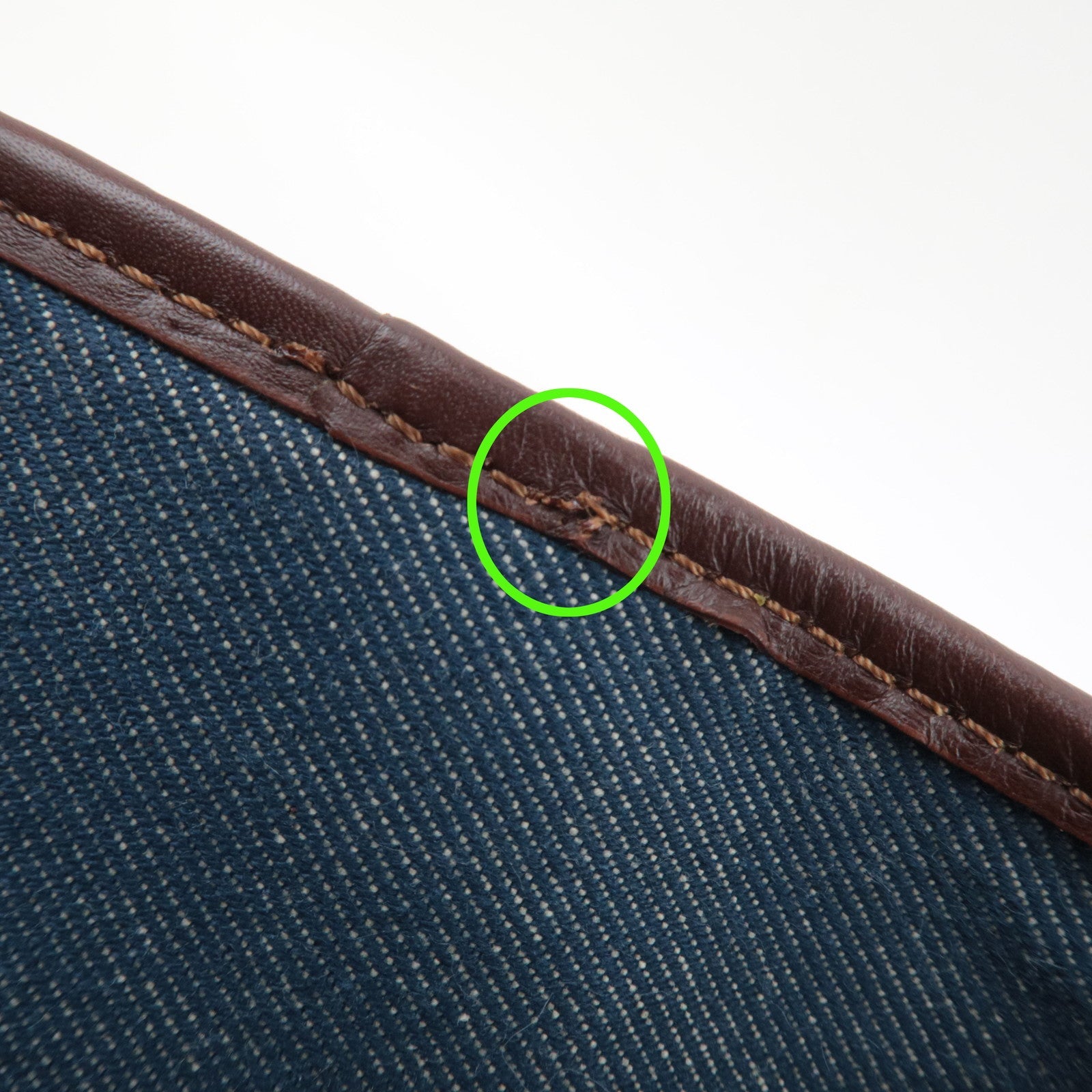 CELINE Paris Macadam Boogie Bag Denim Leather Handbag Navy Brown