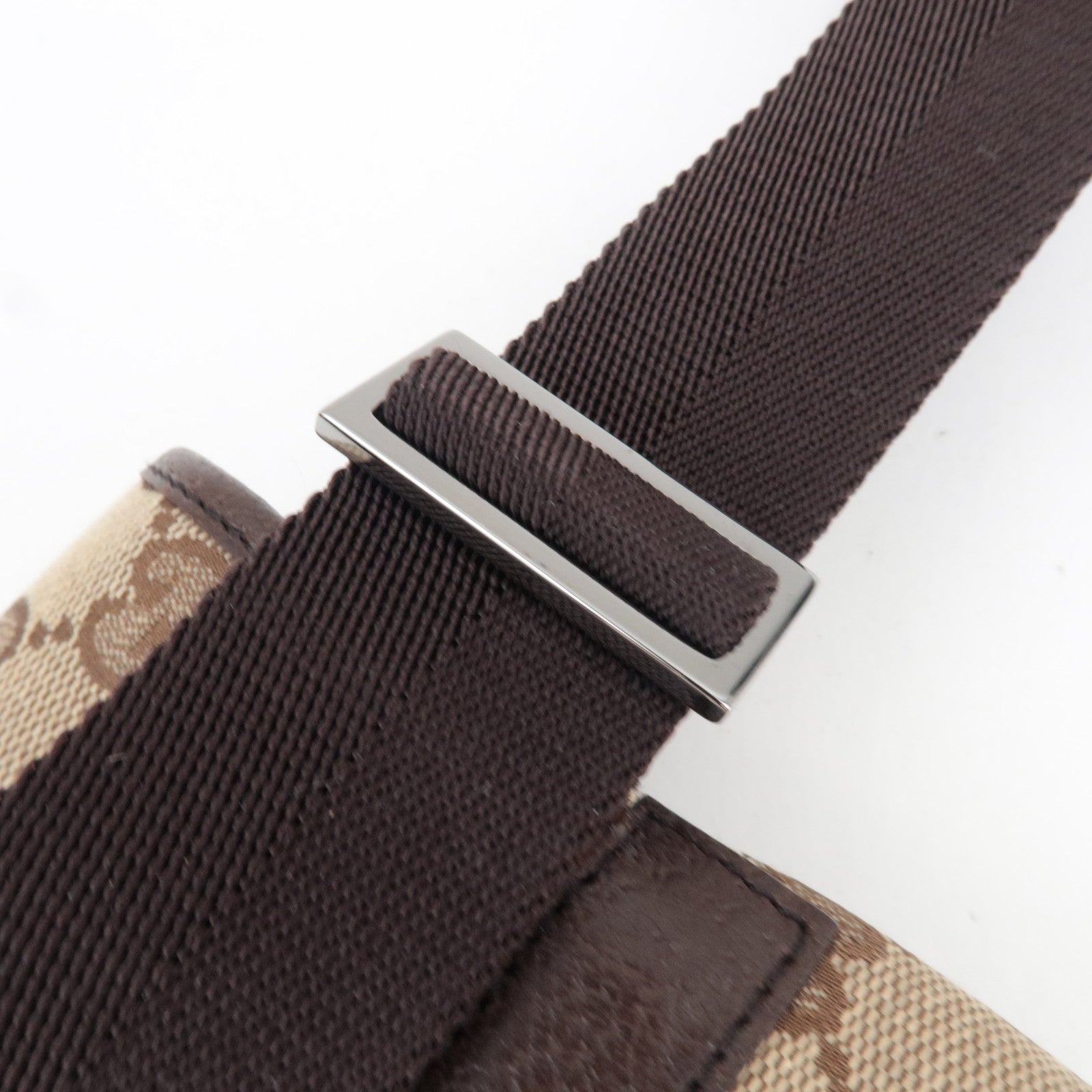 GUCCI Waist Bag GG Canvas Leather Beige Brown 131236