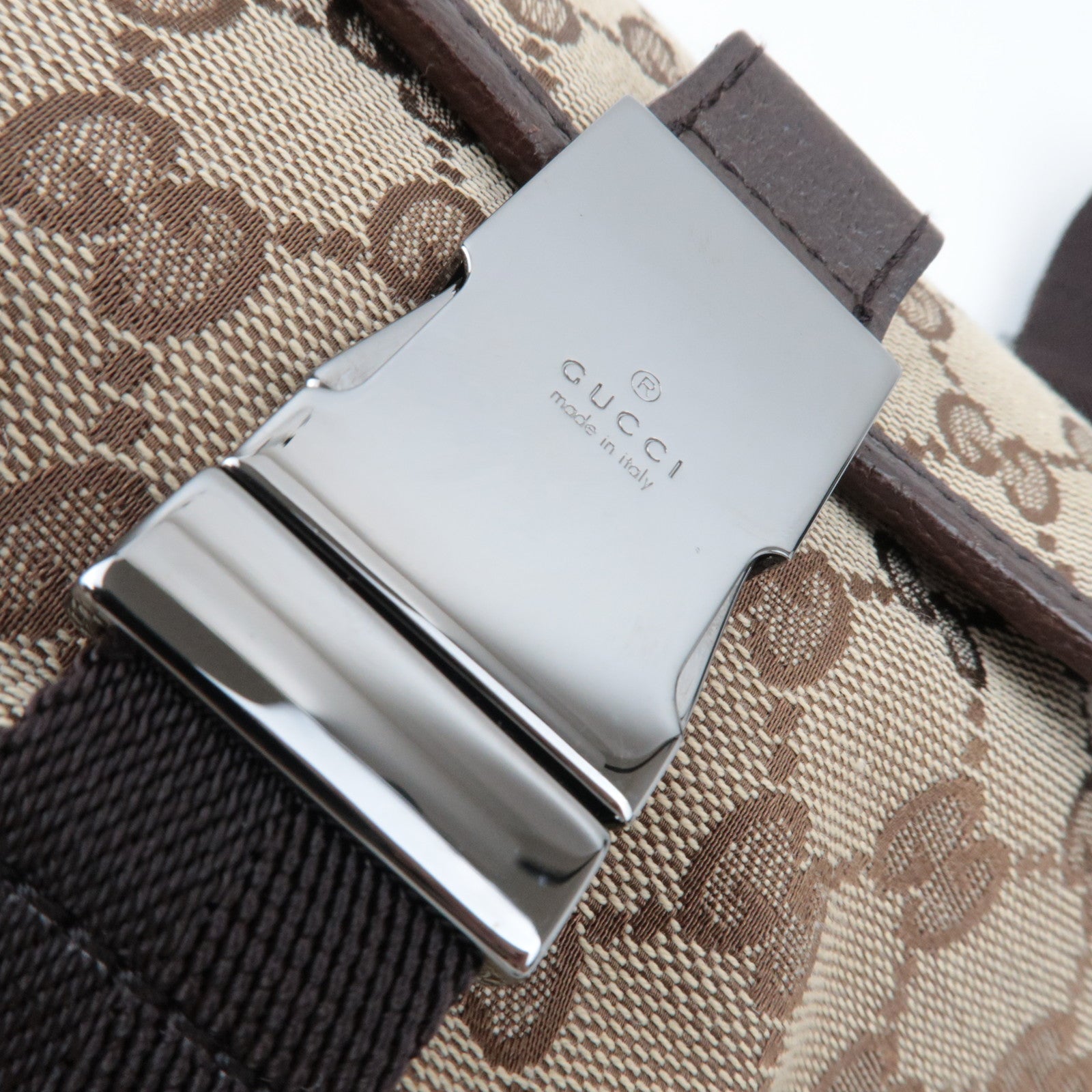 GUCCI Waist Bag GG Canvas Leather Beige Brown 131236