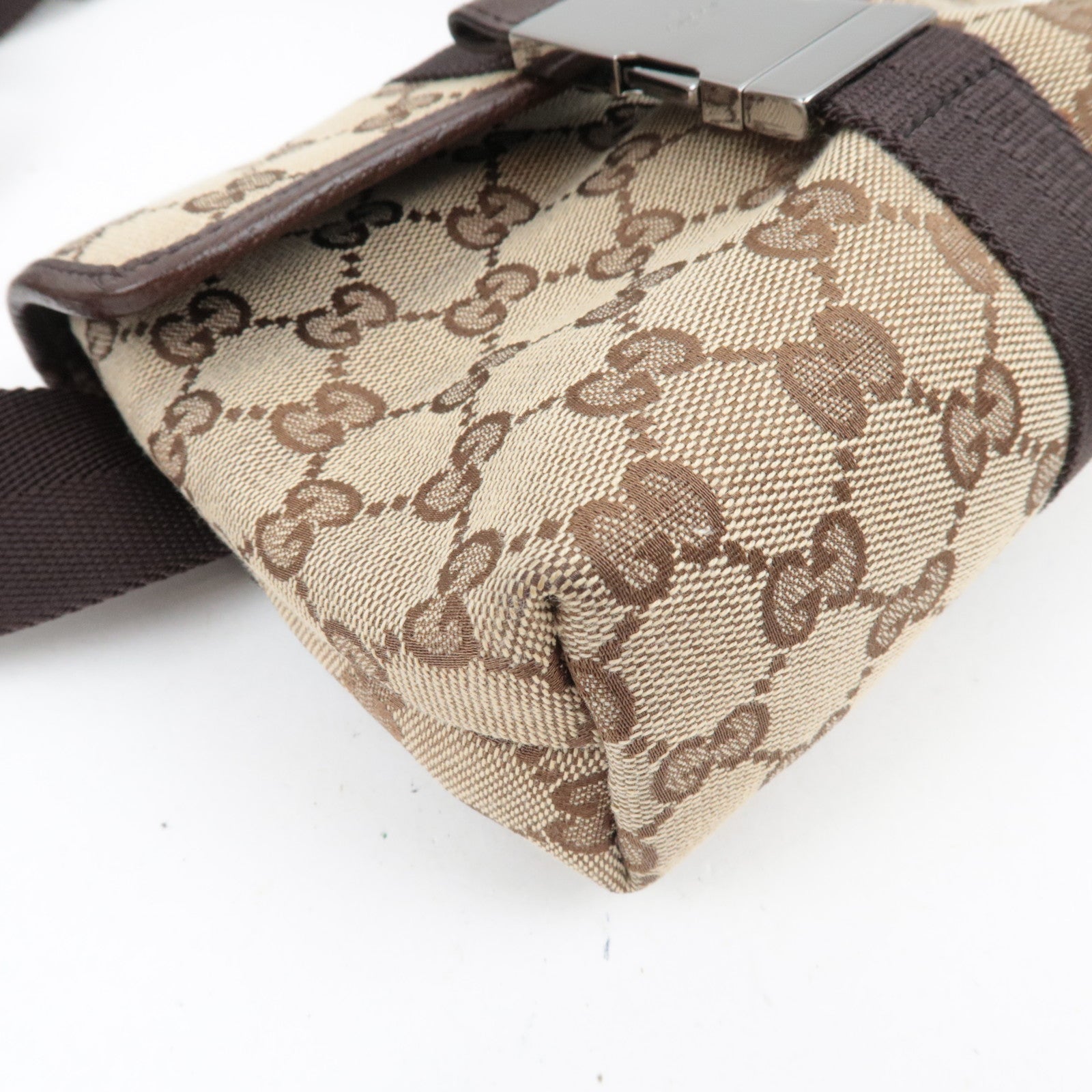 GUCCI Waist Bag GG Canvas Leather Beige Brown 131236