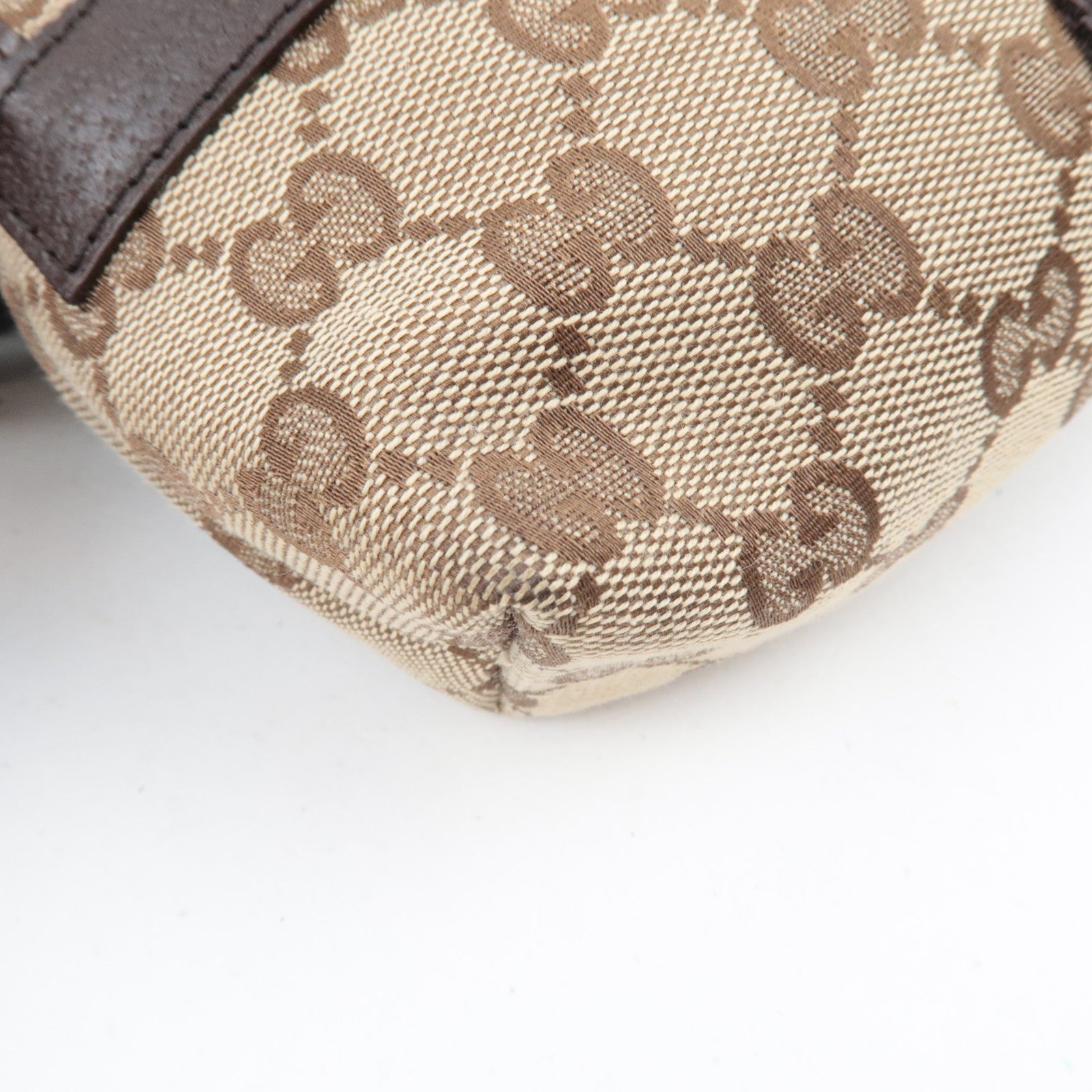 GUCCI Waist Bag GG Canvas Leather Beige Brown 131236