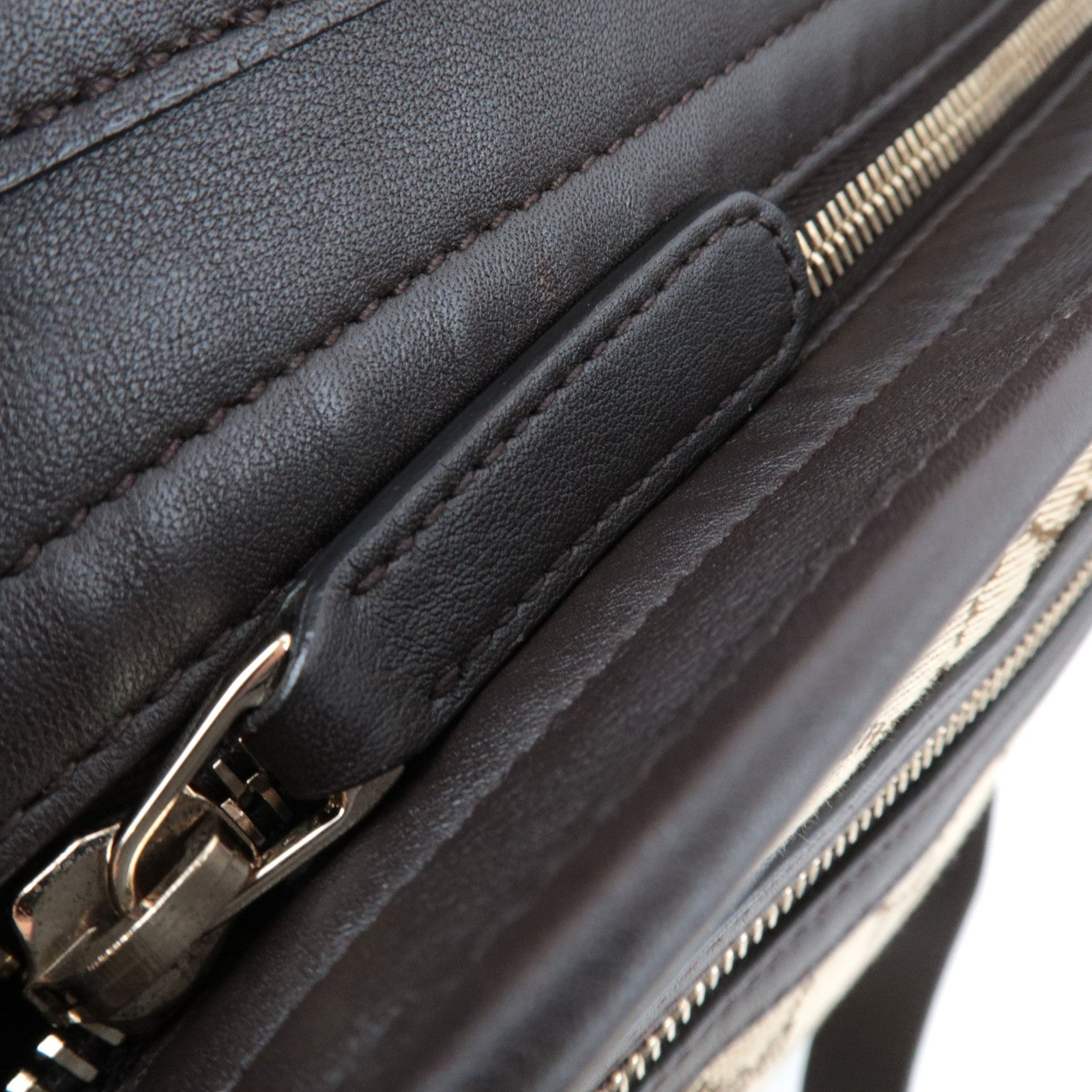 GUCCI GG Canvas Leather Shoulder Bag Beige Brown 388930