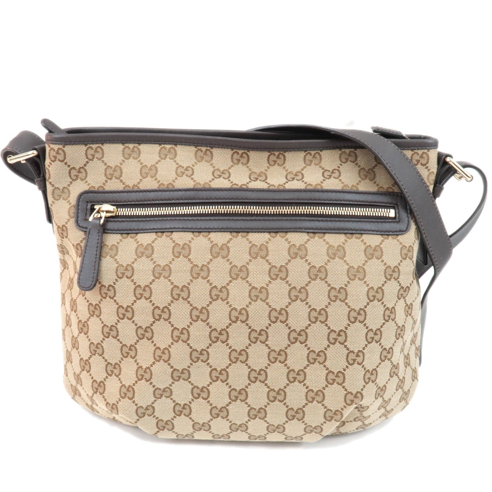GUCCI GG Canvas Leather Shoulder Bag Beige Brown 38893084294