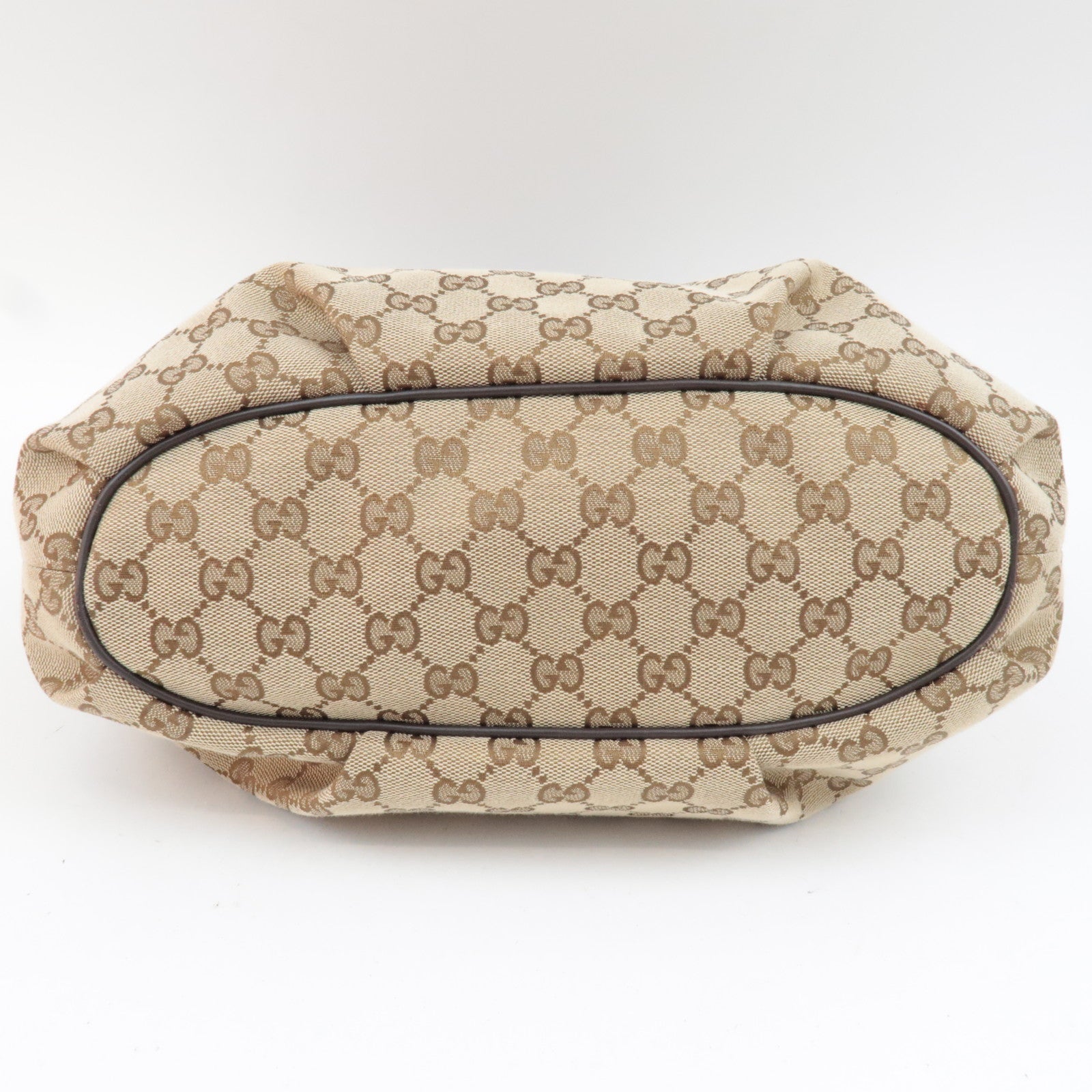 GUCCI GG Canvas Leather Shoulder Bag Beige Brown 388930