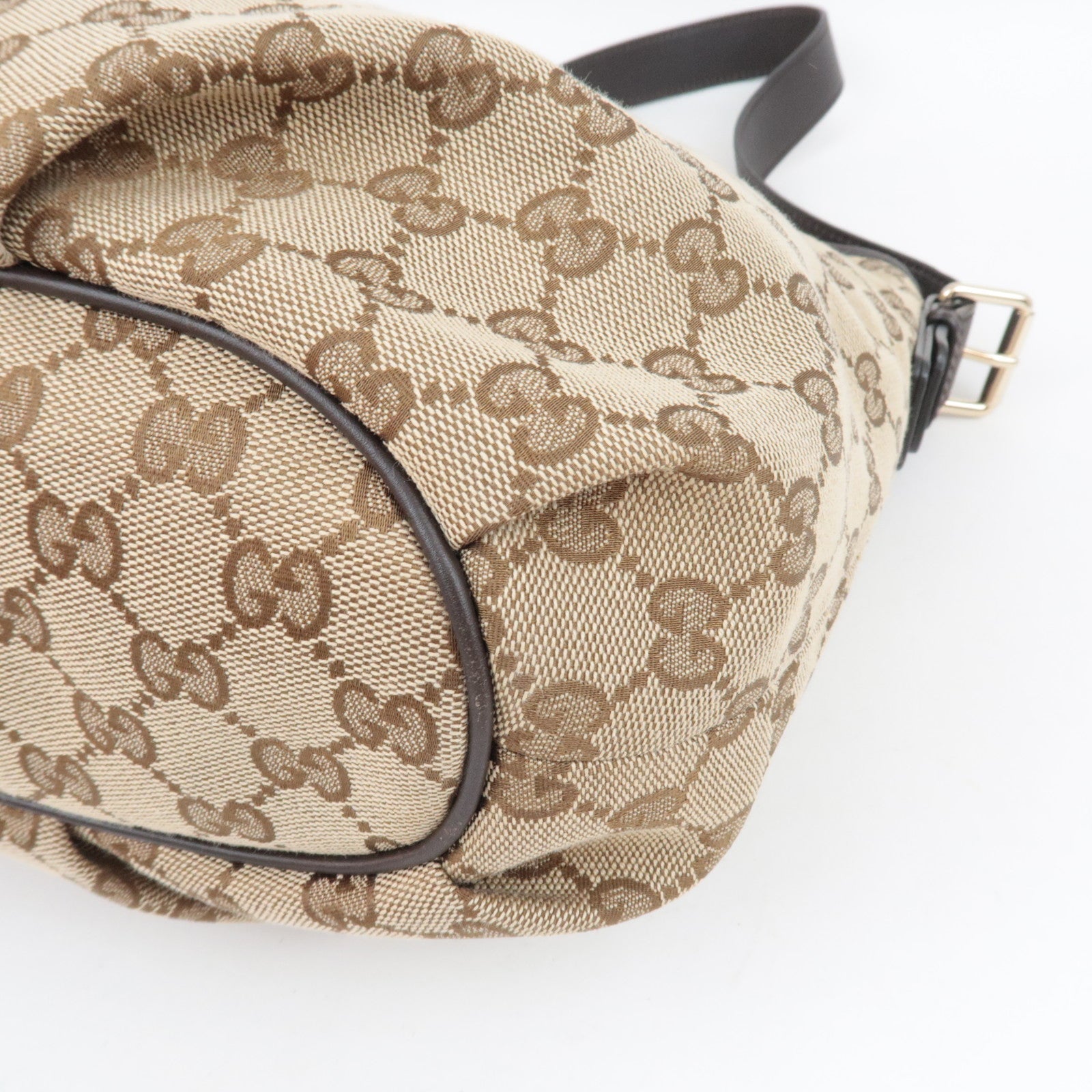 GUCCI GG Canvas Leather Shoulder Bag Beige Brown 388930