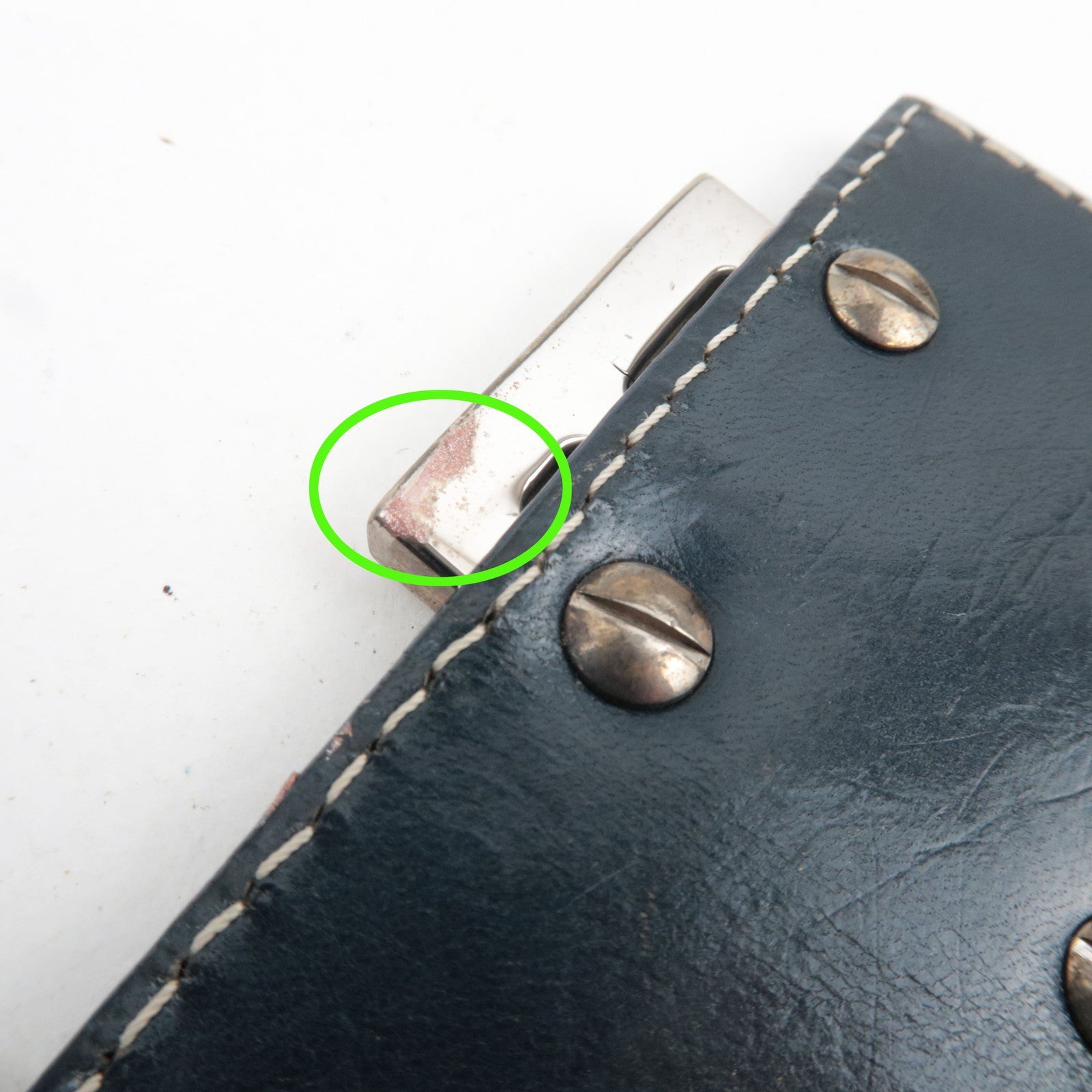 FENDI Zucchino Shoulder Bag Canvas Leather Navy 26426