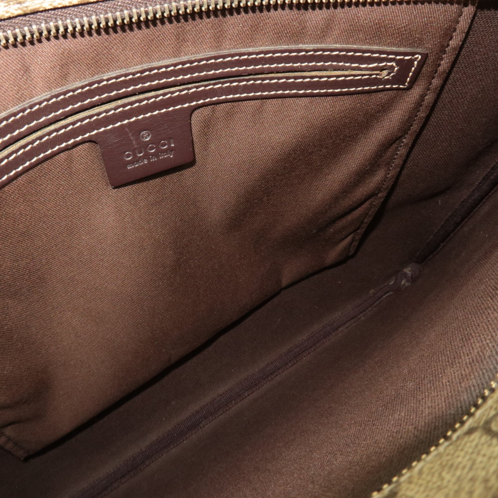 GUCCI Shoulder Bag GG Supreme Leather Beige Brown 201446