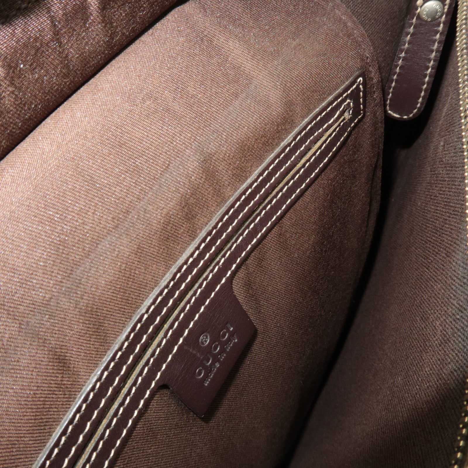 GUCCI Shoulder Bag GG Supreme Leather Beige Brown 201446