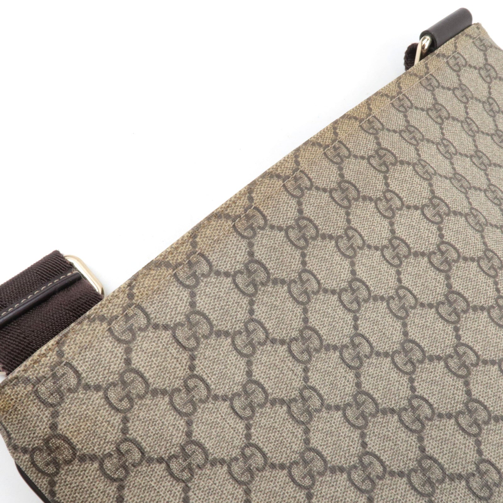 GUCCI Shoulder Bag GG Supreme Leather Beige Brown 201446