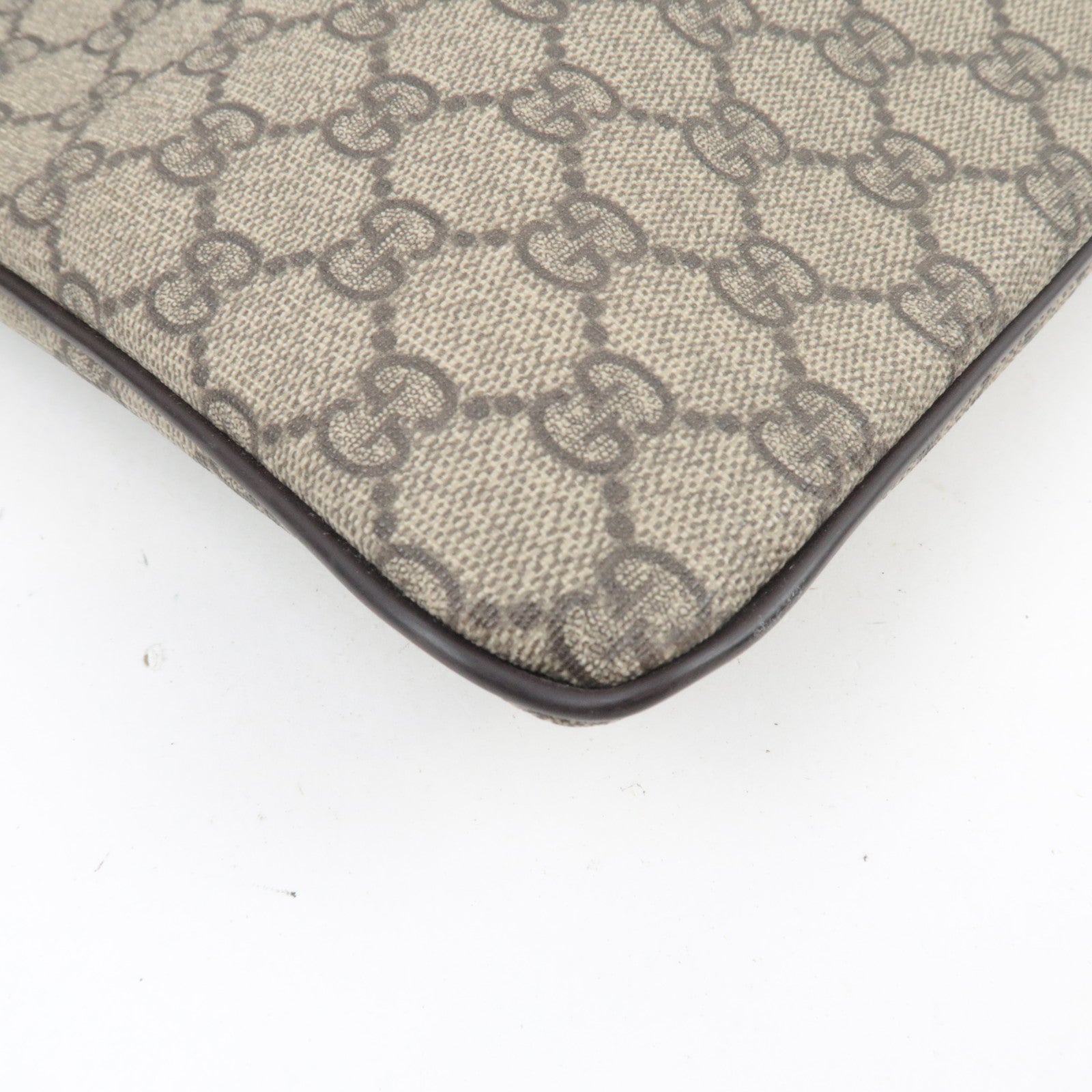 GUCCI Shoulder Bag GG Supreme Leather Beige Brown 201446