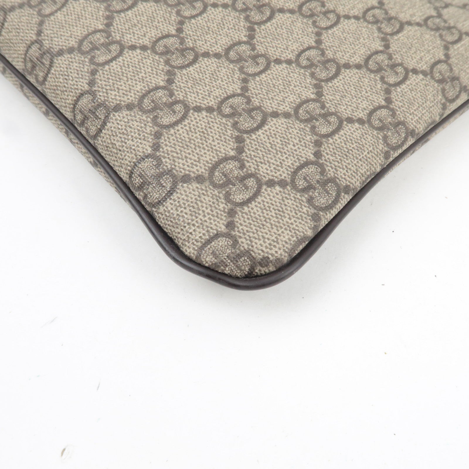 GUCCI Shoulder Bag GG Supreme Leather Beige Brown 201446