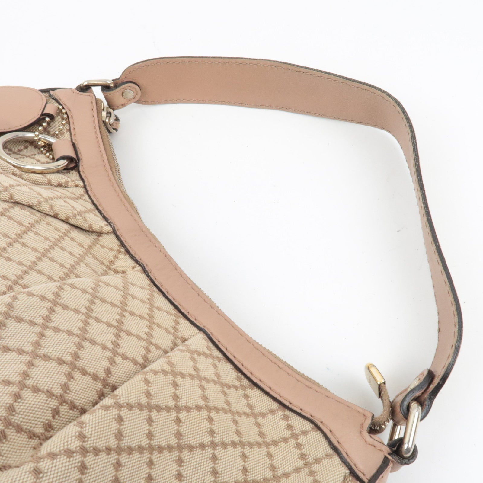 GUCCI Sukey Diamante Shoulder Bag Canvas Leather Beige 232955