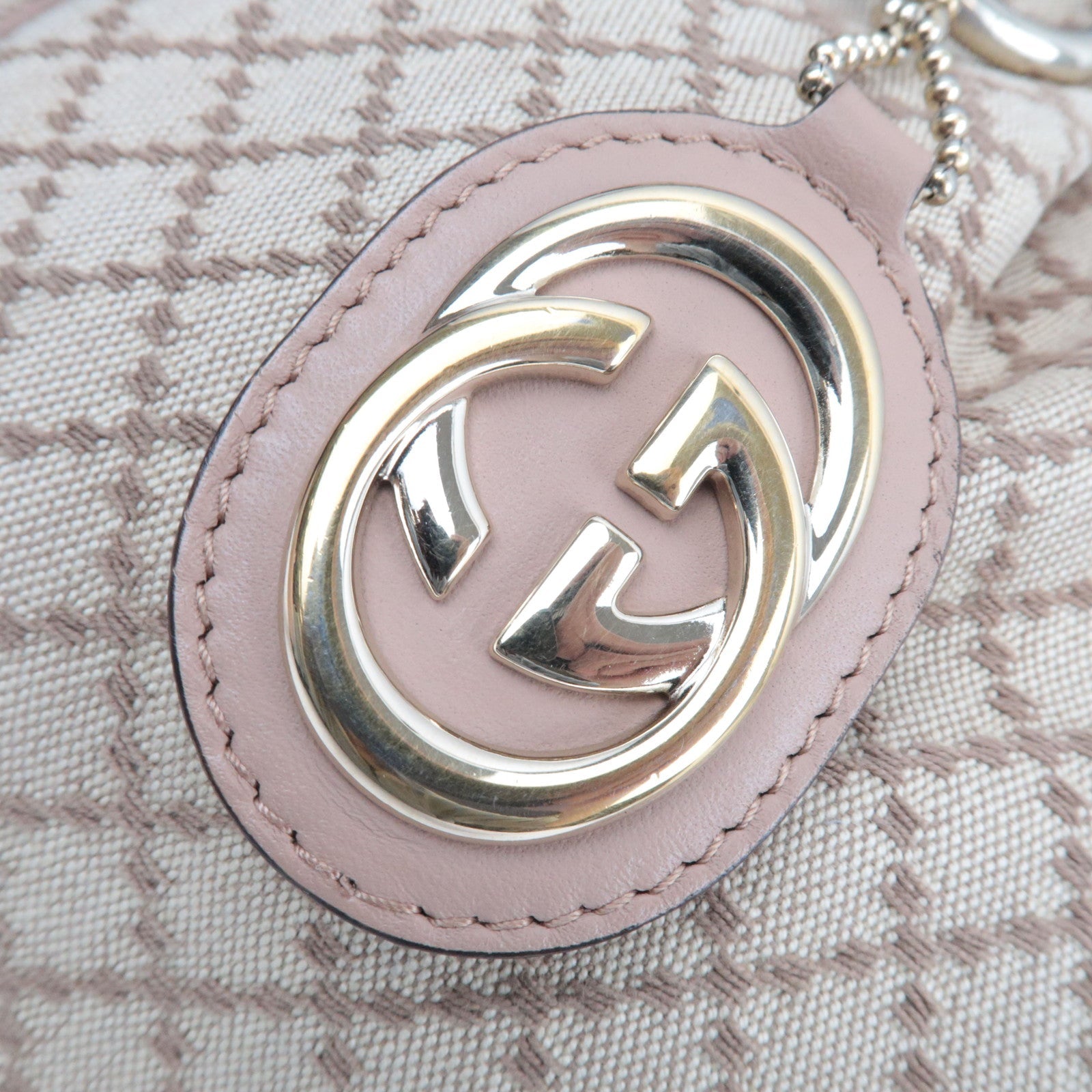 GUCCI Sukey Diamante Shoulder Bag Canvas Leather Beige 232955