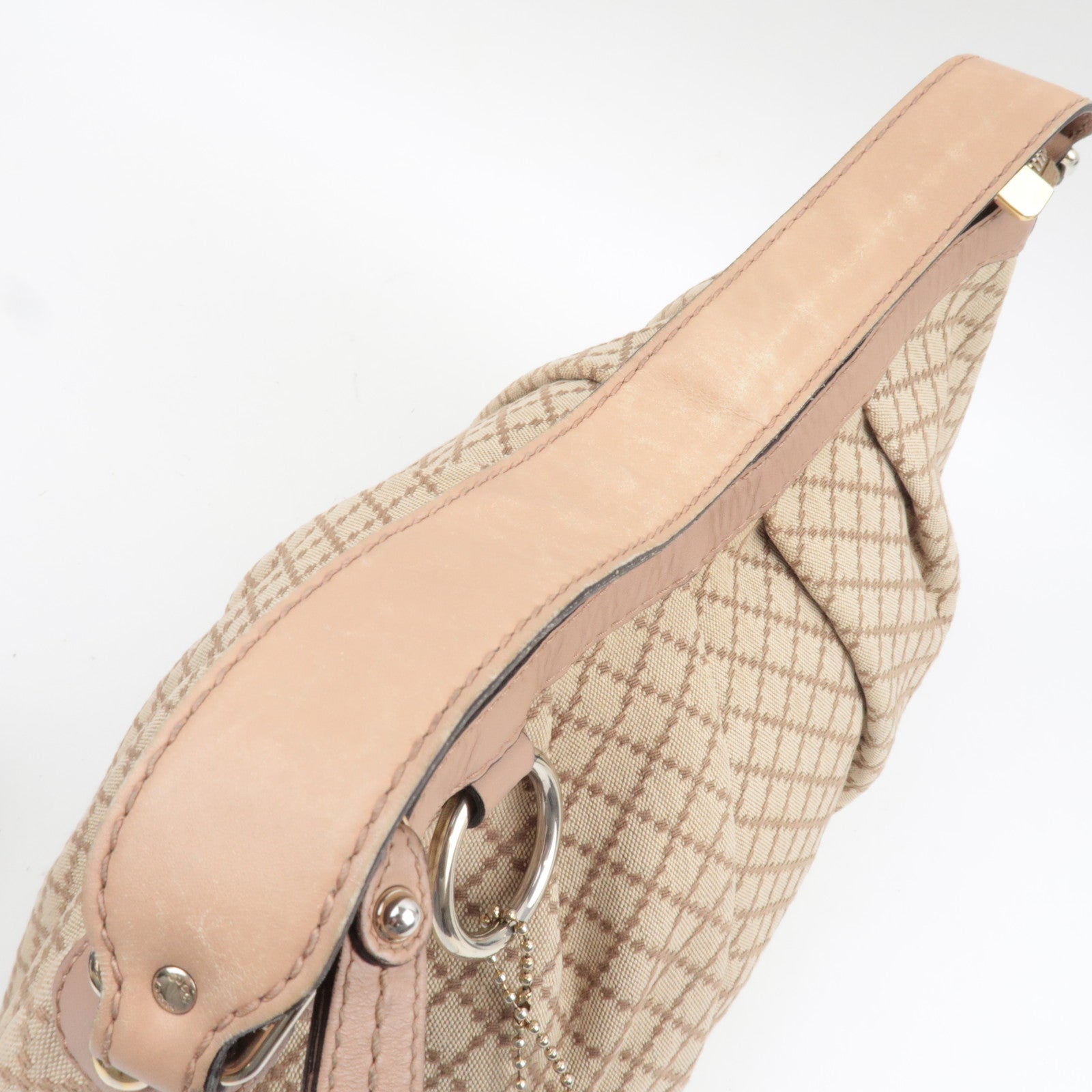 GUCCI Sukey Diamante Shoulder Bag Canvas Leather Beige 232955