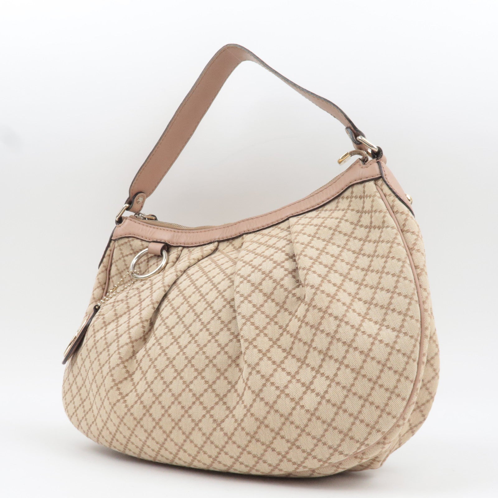GUCCI Sukey Diamante Shoulder Bag Canvas Leather Beige 232955