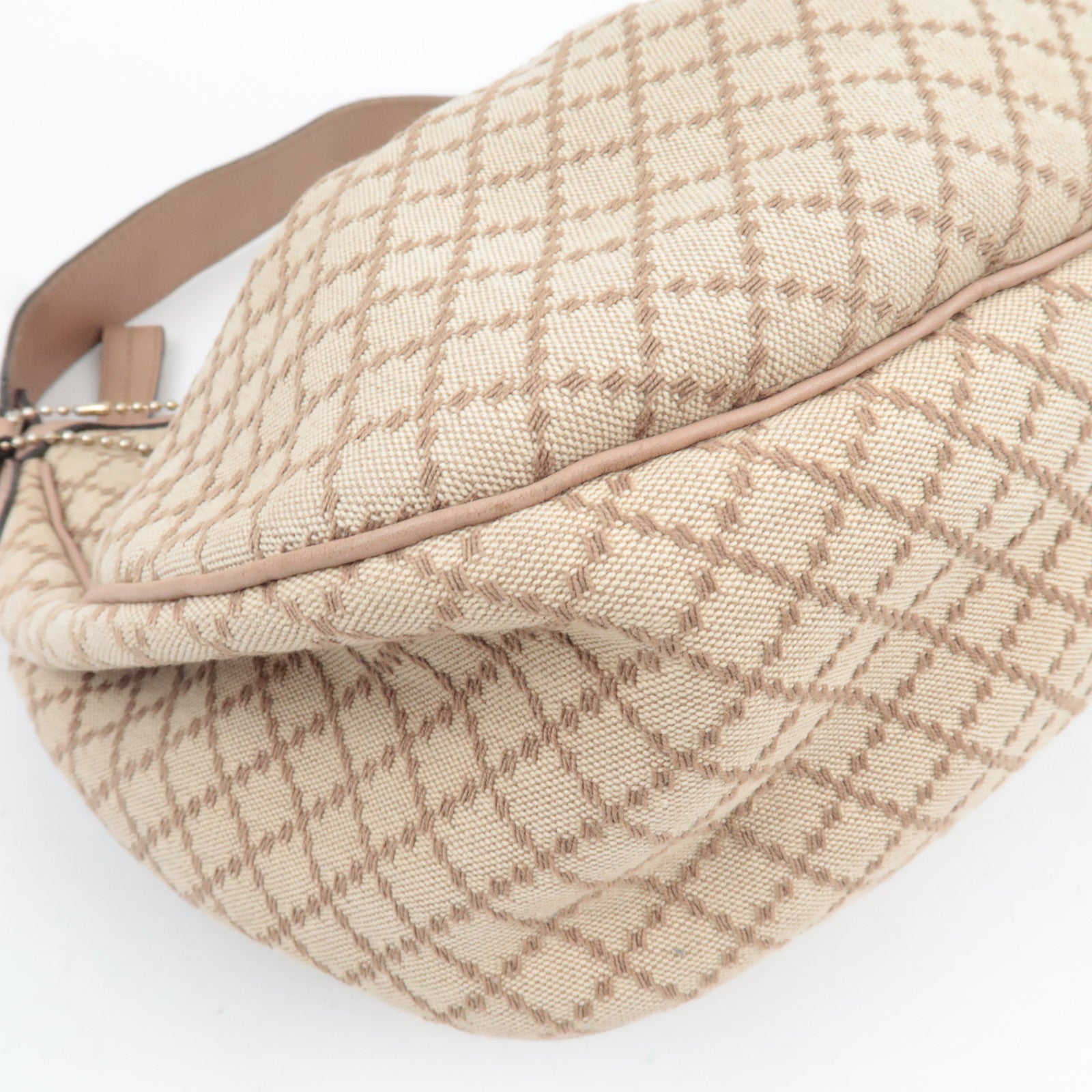 GUCCI Sukey Diamante Shoulder Bag Canvas Leather Beige 232955