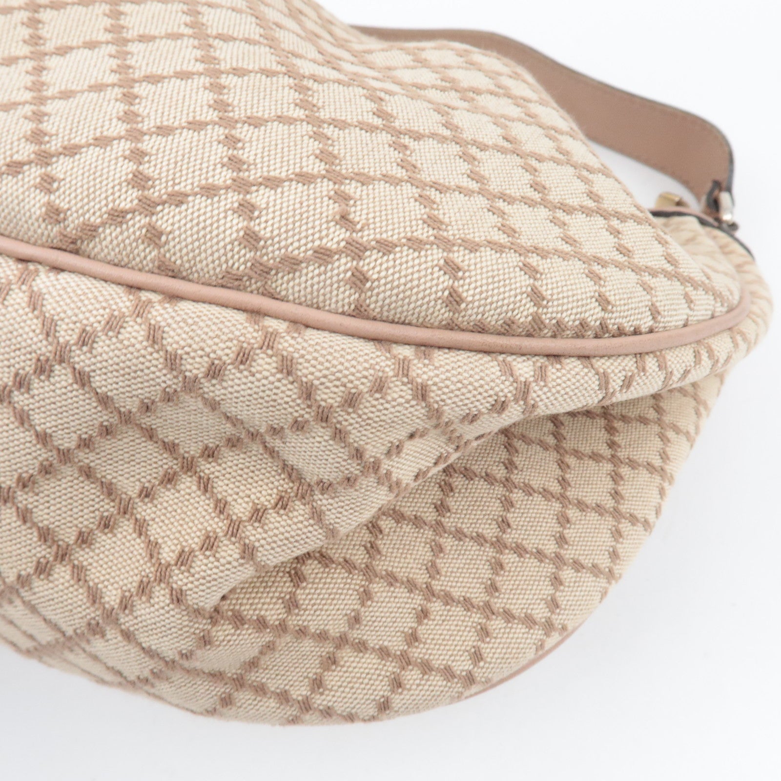 GUCCI Sukey Diamante Shoulder Bag Canvas Leather Beige 232955