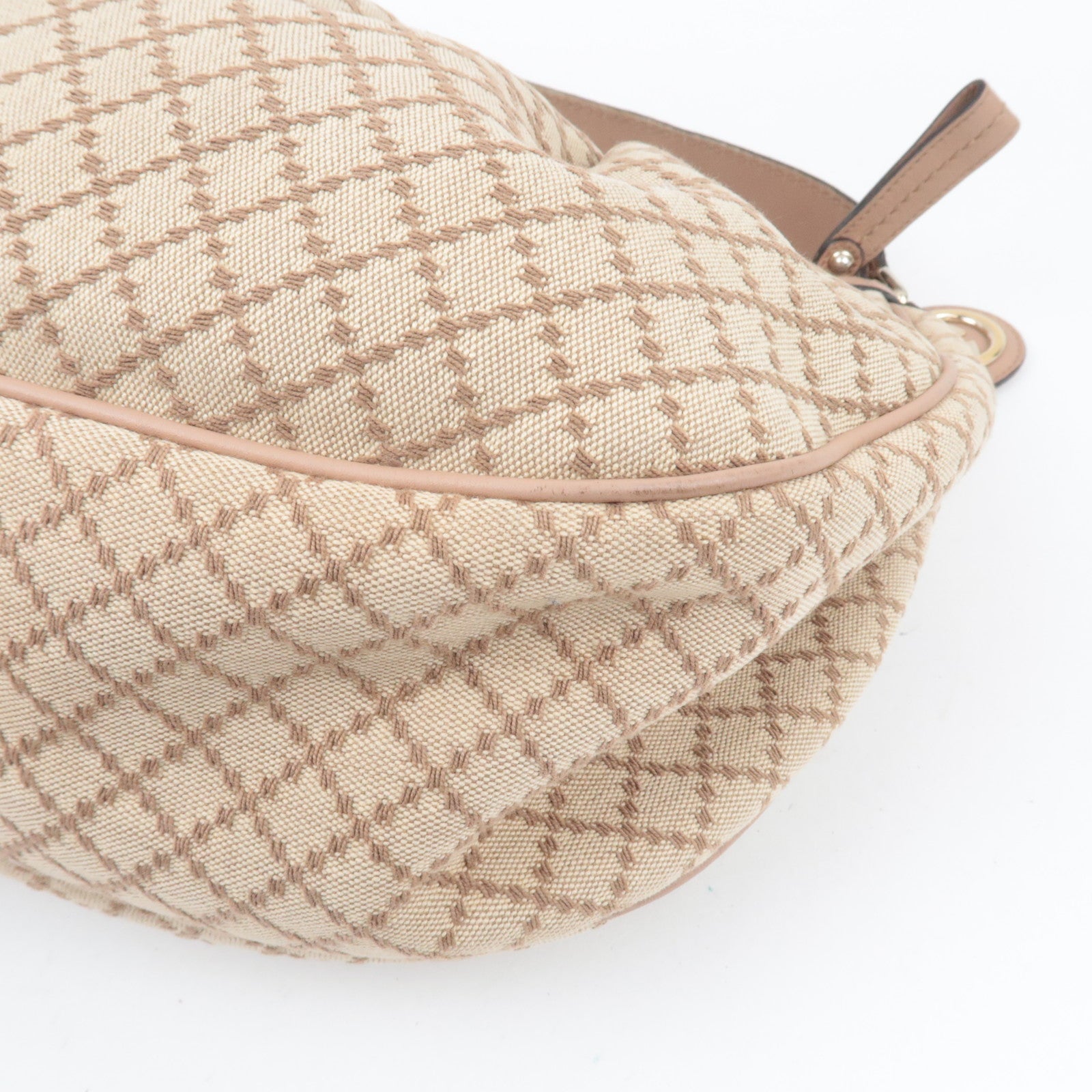 GUCCI Sukey Diamante Shoulder Bag Canvas Leather Beige 232955