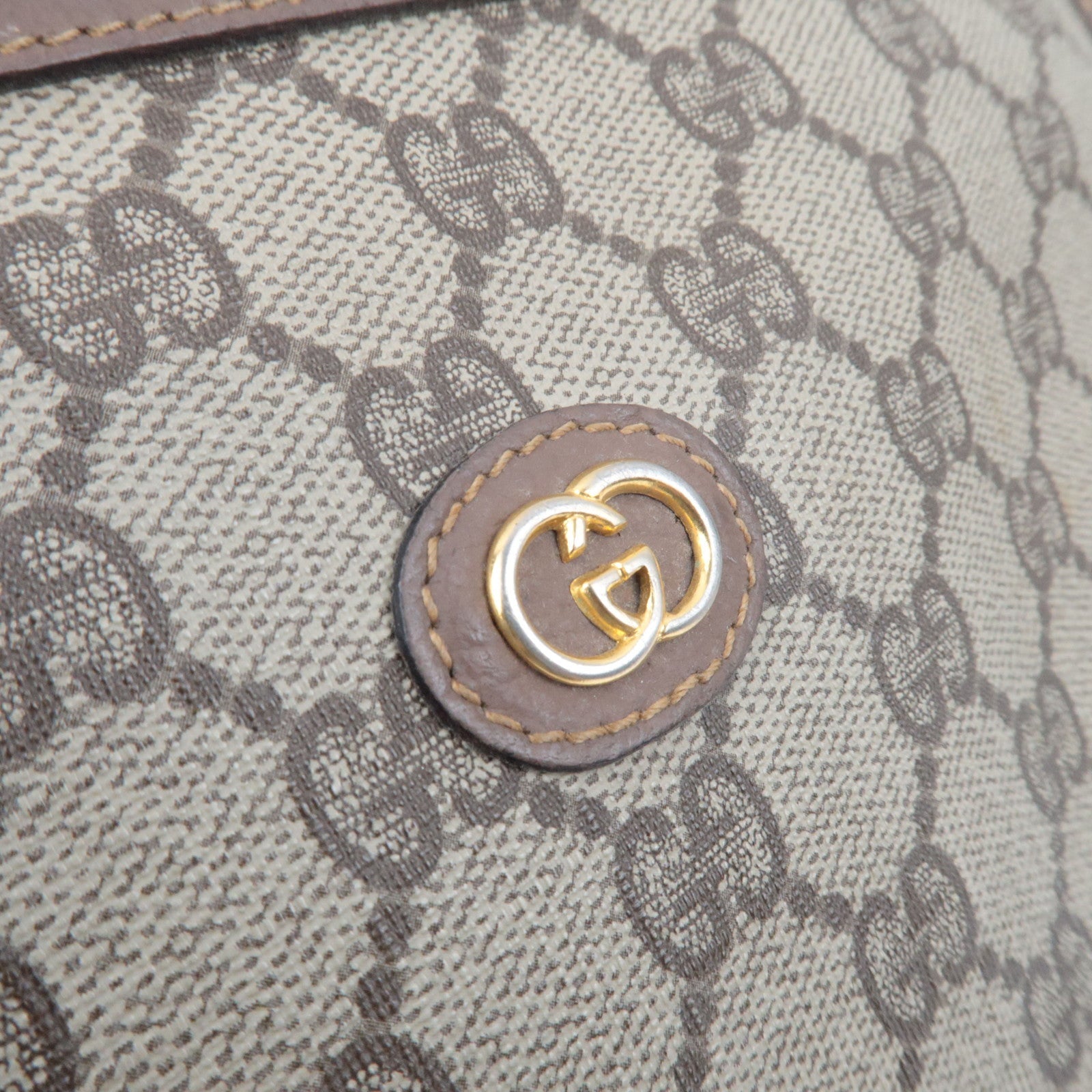 GUCCI Clutch Bag GG Plus Leather Beige Brown 014.122.6063 *Dust bag