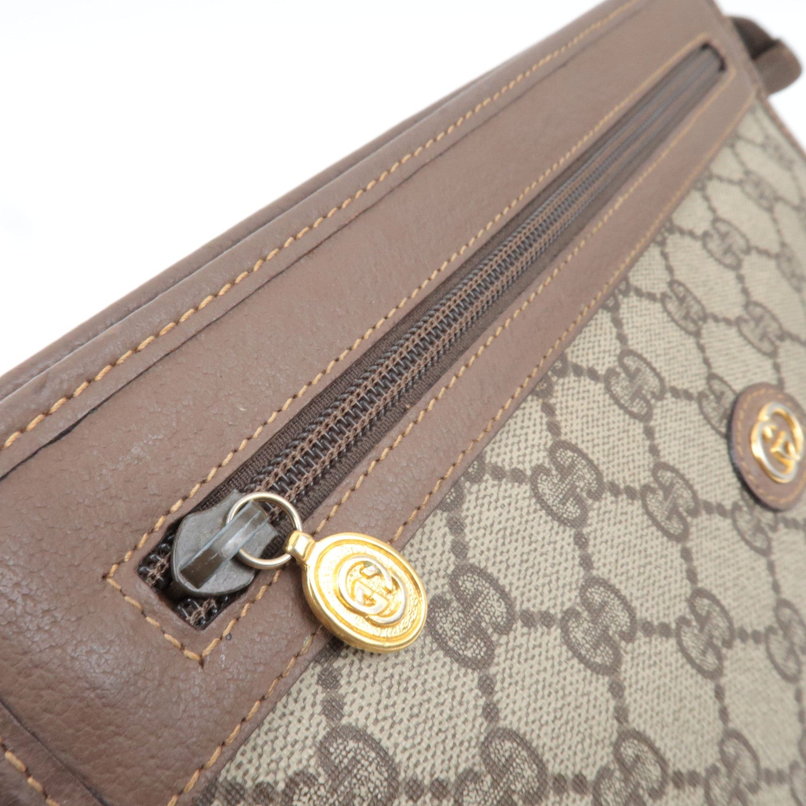 GUCCI Clutch Bag GG Plus Leather Beige Brown 014.122.6063 *Dust bag