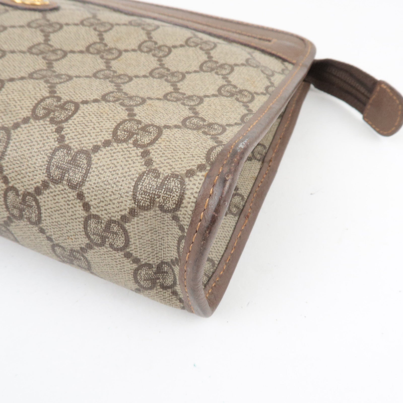 GUCCI Clutch Bag GG Plus Leather Beige Brown 014.122.6063 *Dust bag