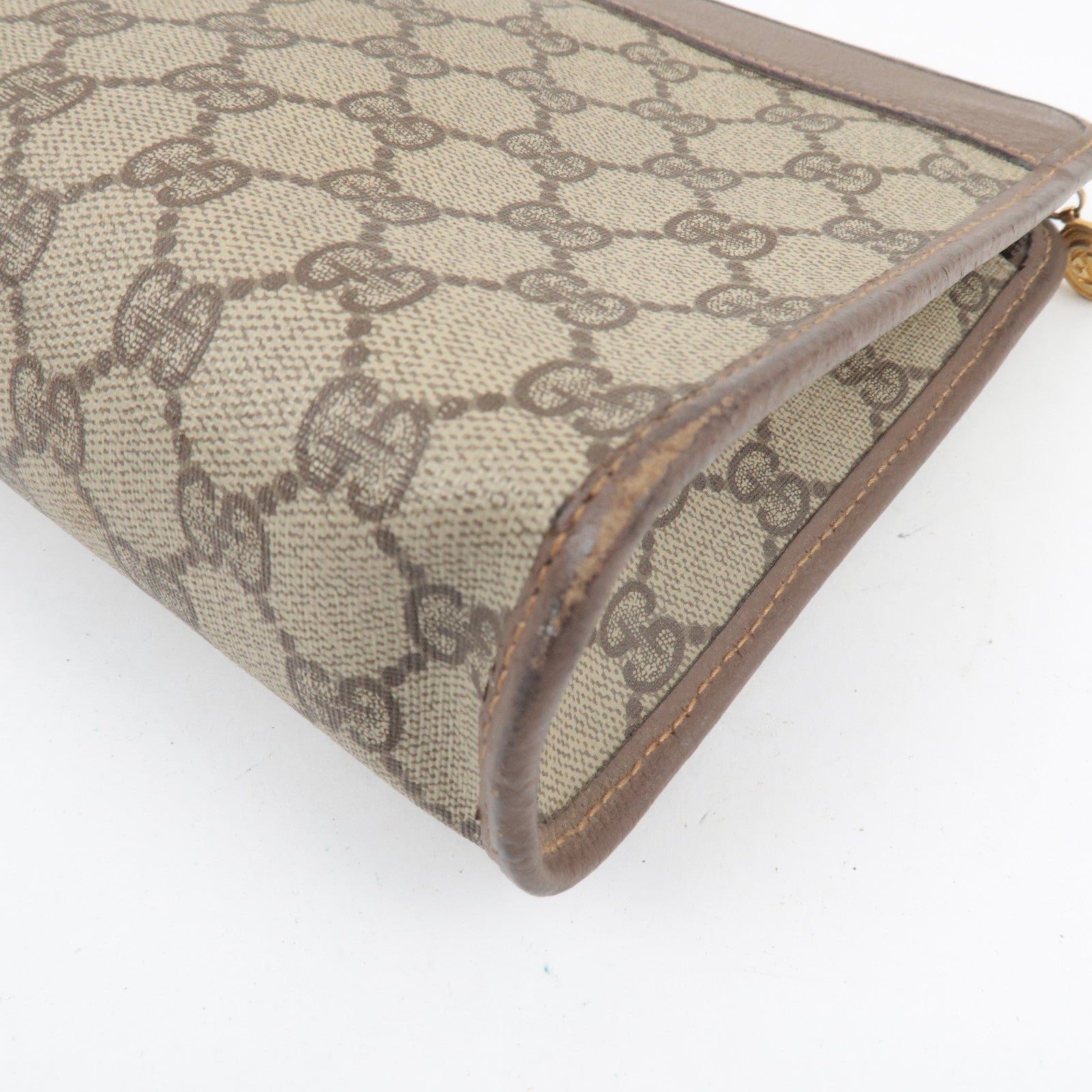 GUCCI Clutch Bag GG Plus Leather Beige Brown 014.122.6063 *Dust bag
