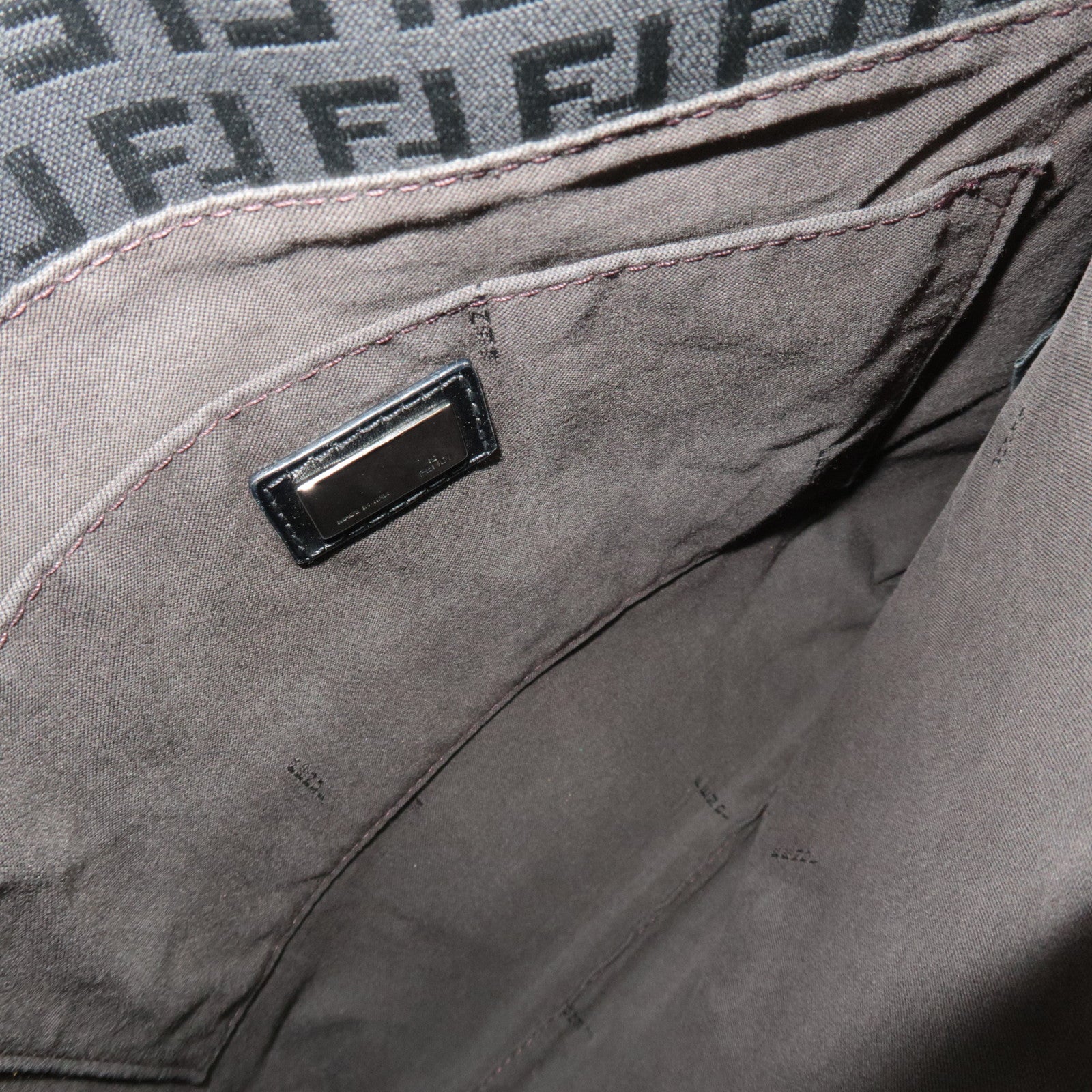 FENDI Zucchino Shoulder Bag Canvas Leather Black 8BT127