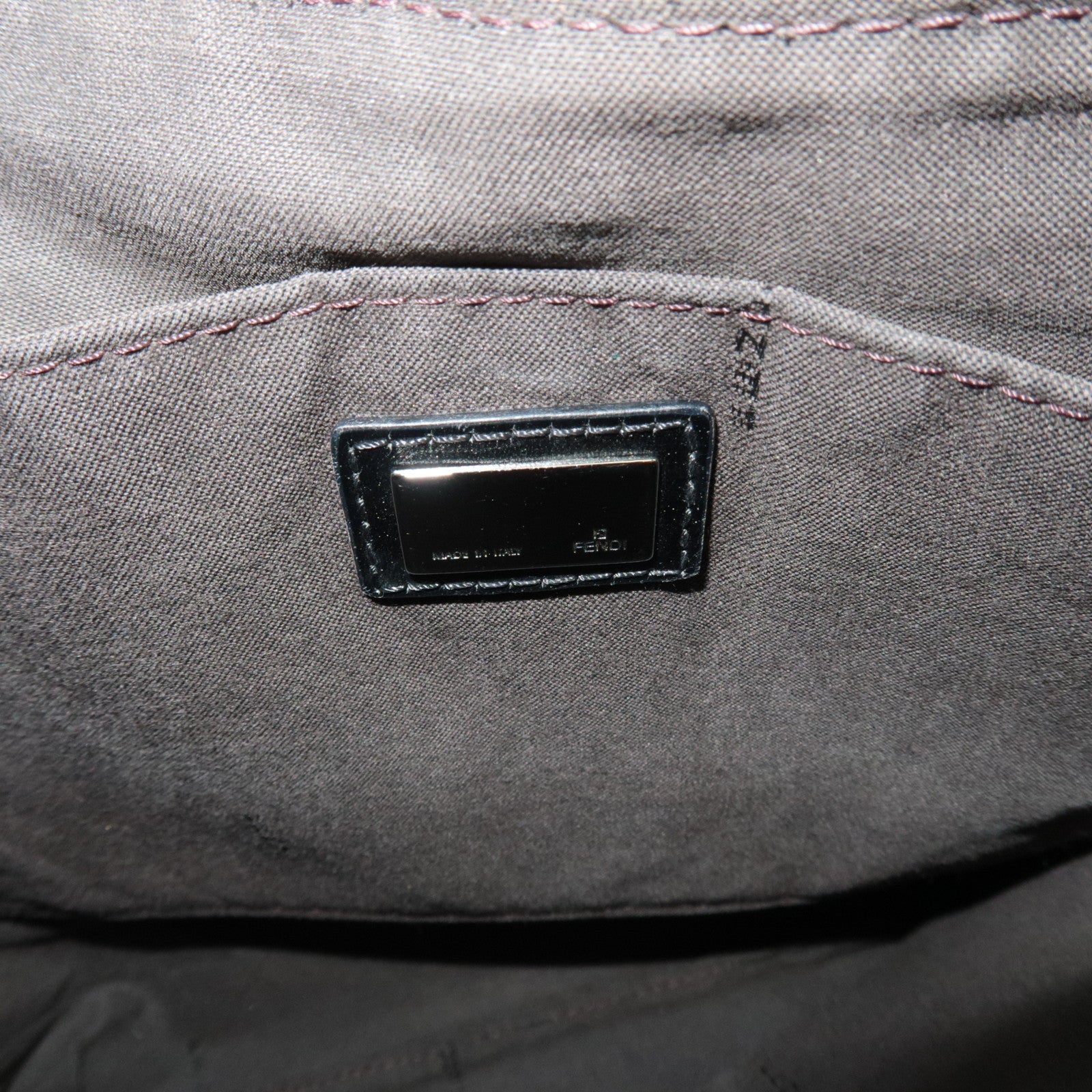 FENDI Zucchino Shoulder Bag Canvas Leather Black 8BT127