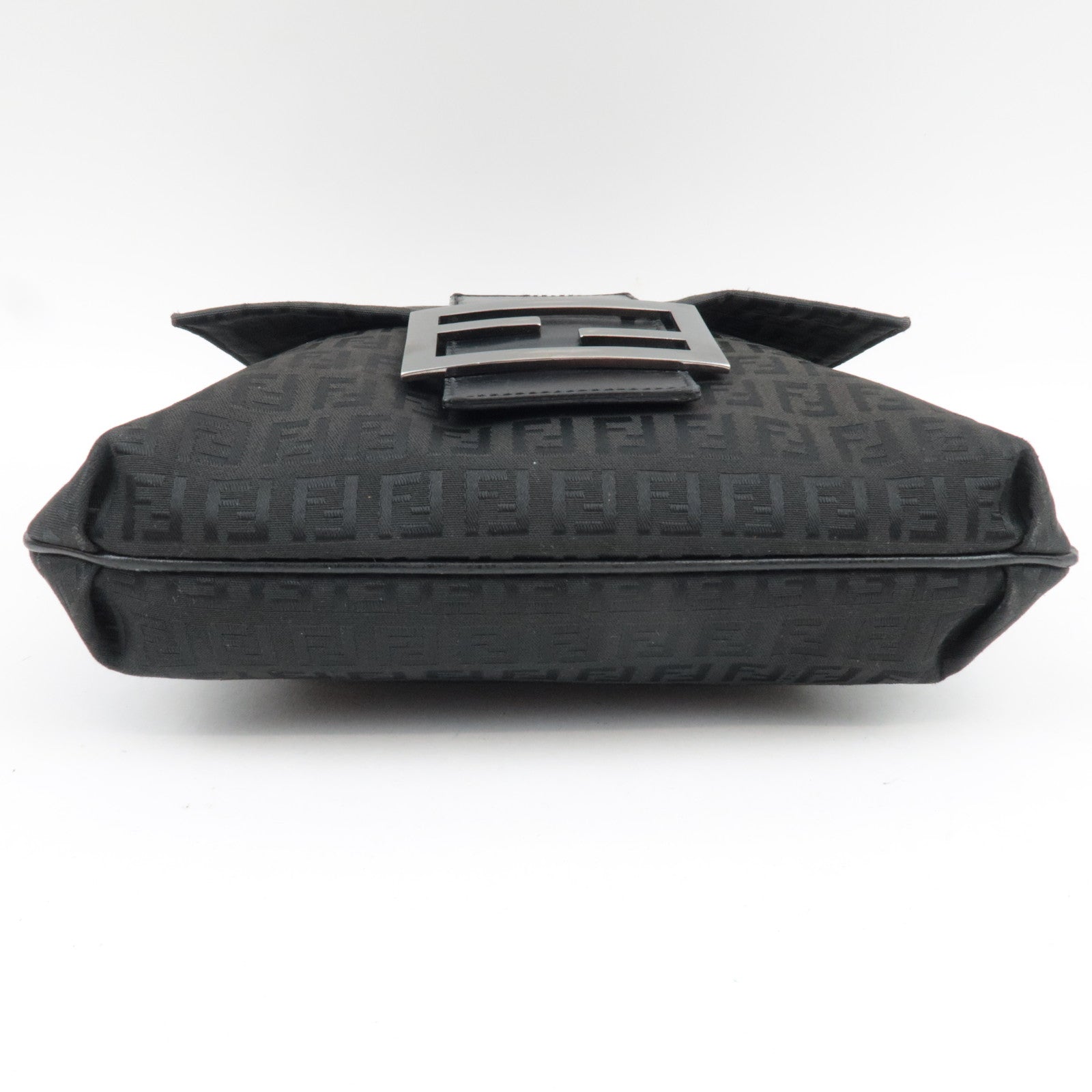 FENDI Zucchino Shoulder Bag Canvas Leather Black 8BT127