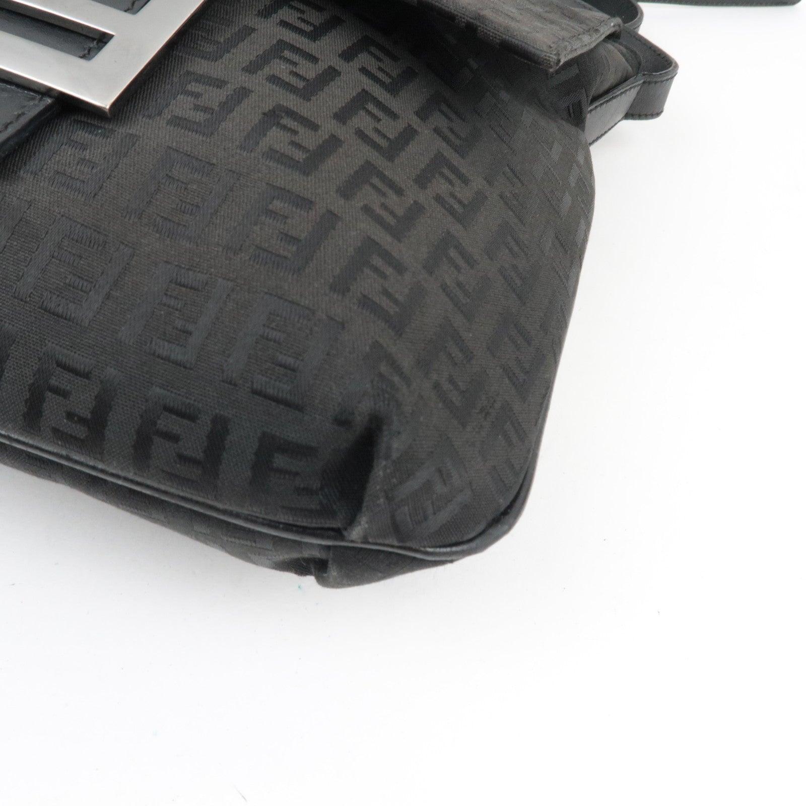 FENDI Zucchino Shoulder Bag Canvas Leather Black 8BT127