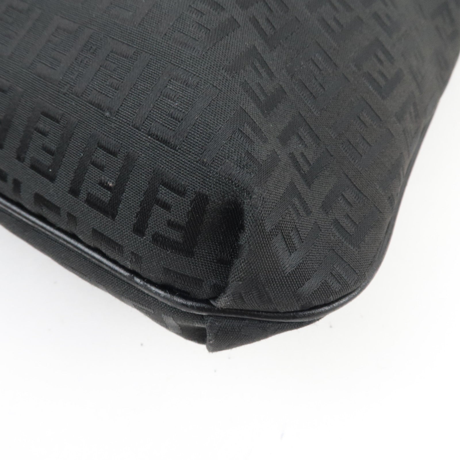 FENDI Zucchino Shoulder Bag Canvas Leather Black 8BT127