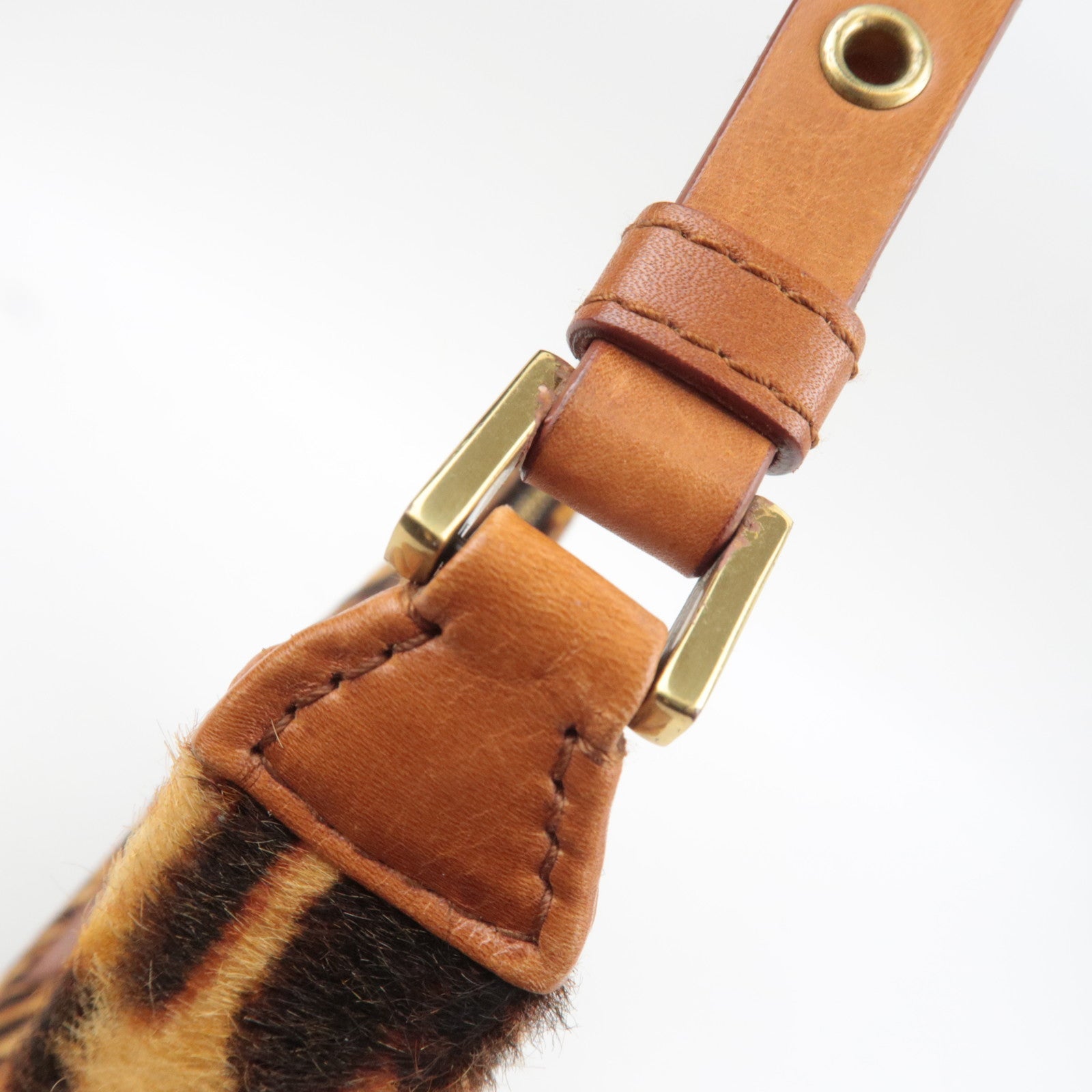 Christian Dior Pony Hoir Leopard Street Chic Shoulder Bag Leather Brown