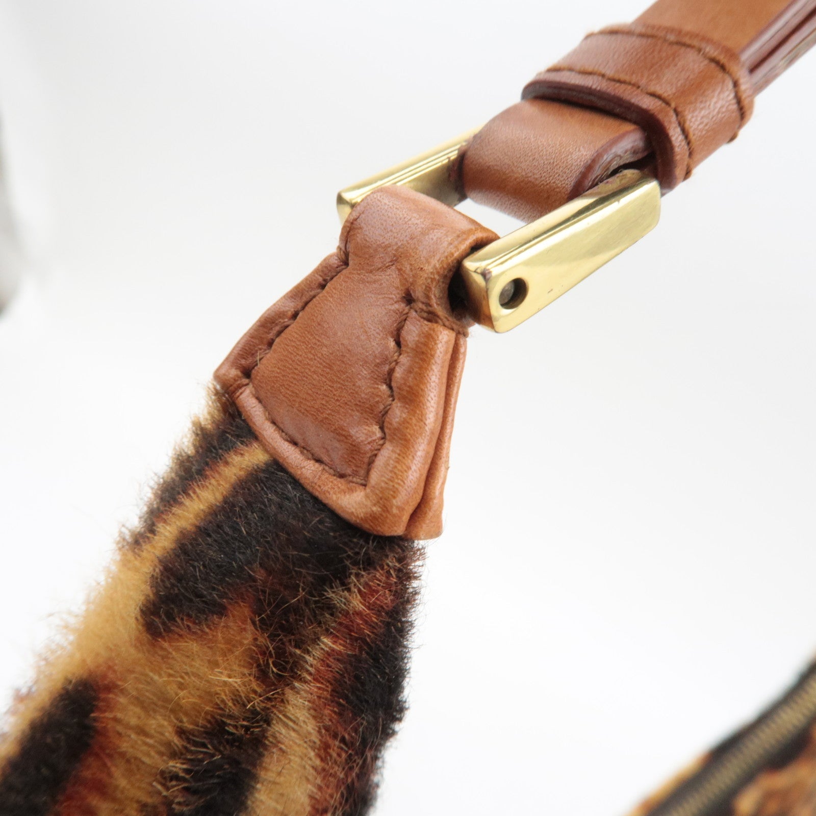 Christian Dior Pony Hoir Leopard Street Chic Shoulder Bag Leather Brown