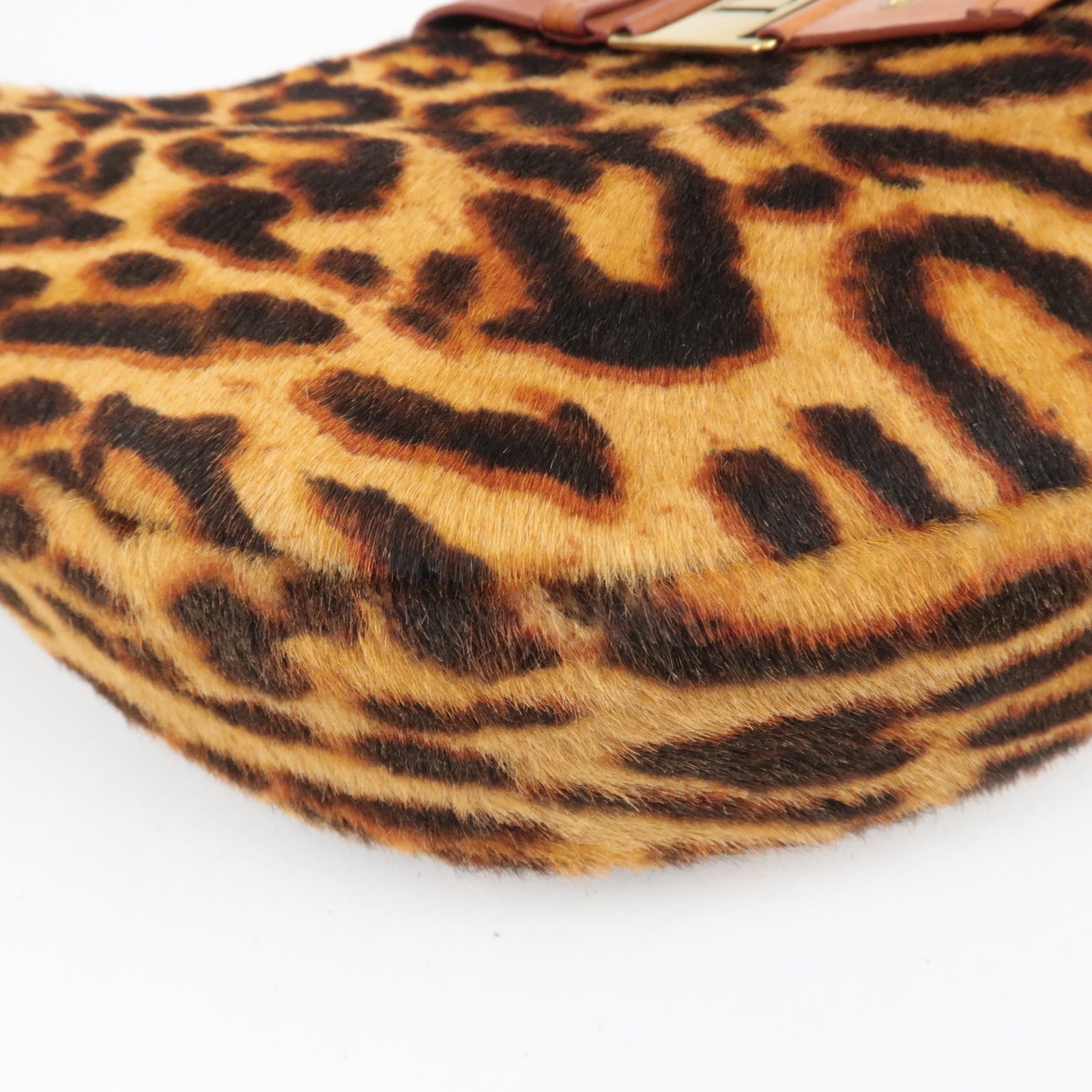 Christian Dior Pony Hoir Leopard Street Chic Shoulder Bag Leather Brown