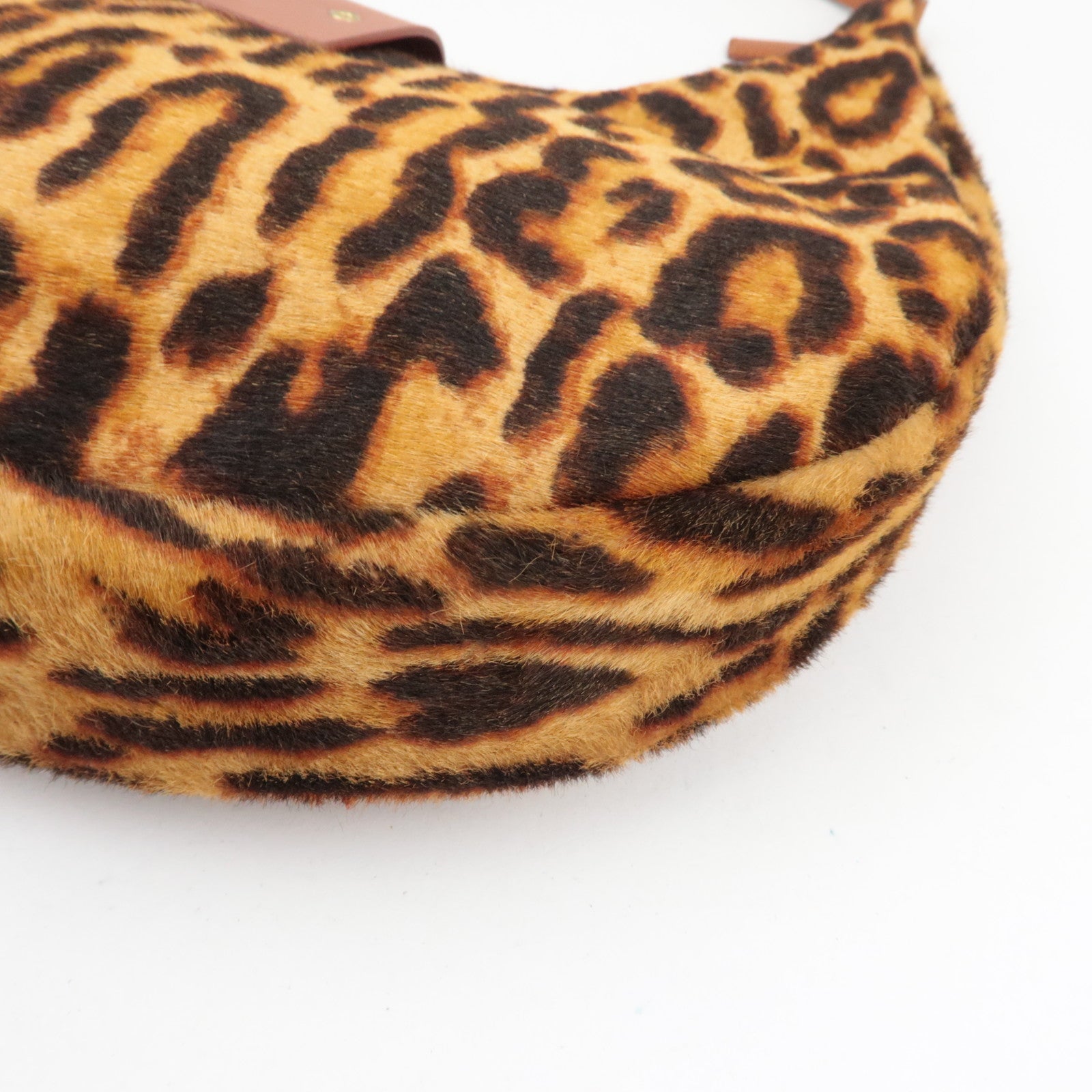 Christian Dior Pony Hoir Leopard Street Chic Shoulder Bag Leather Brown