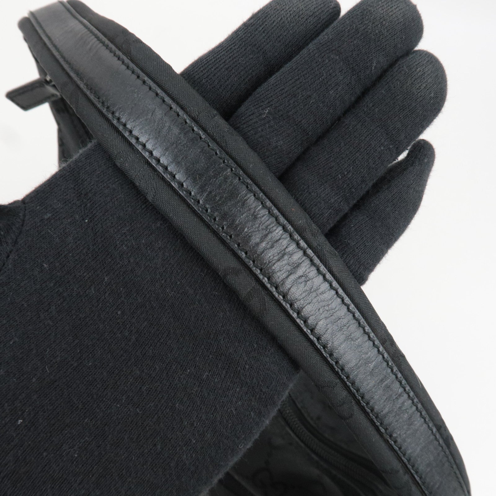 GUCCI GG Nylon Leather Shoulder Bag Black