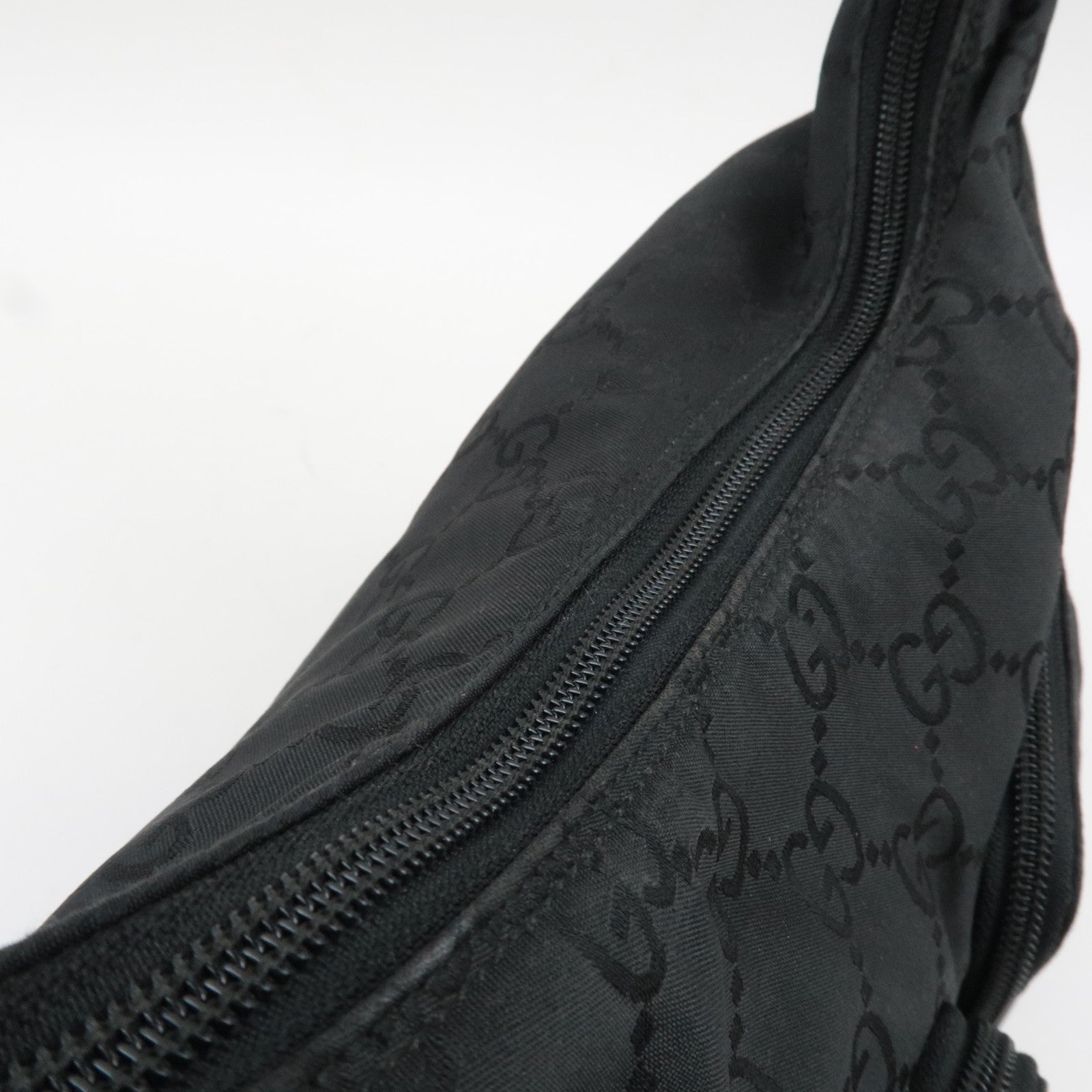 GUCCI GG Nylon Leather Shoulder Bag Black