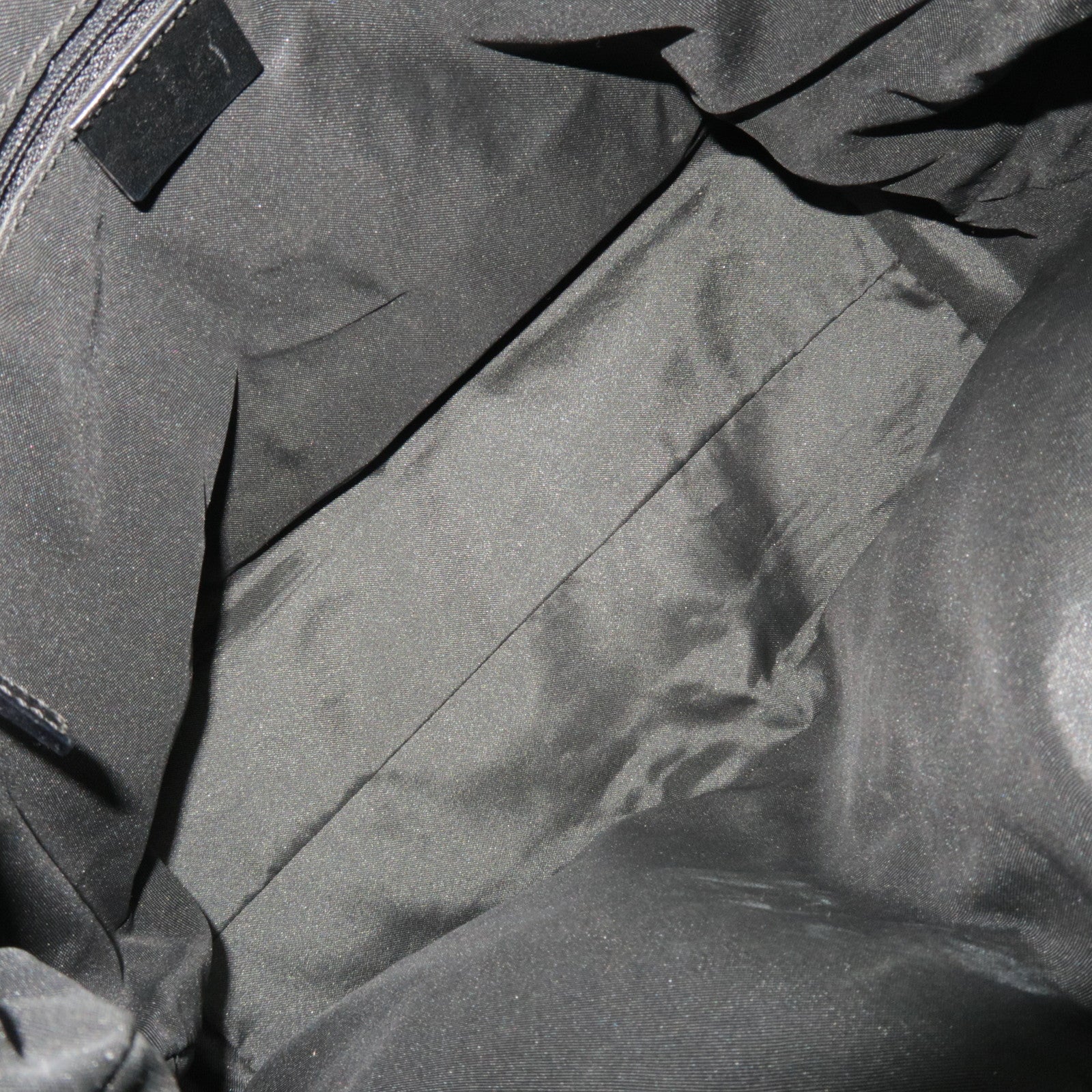 GUCCI GG Nylon Leather Shoulder Bag Black