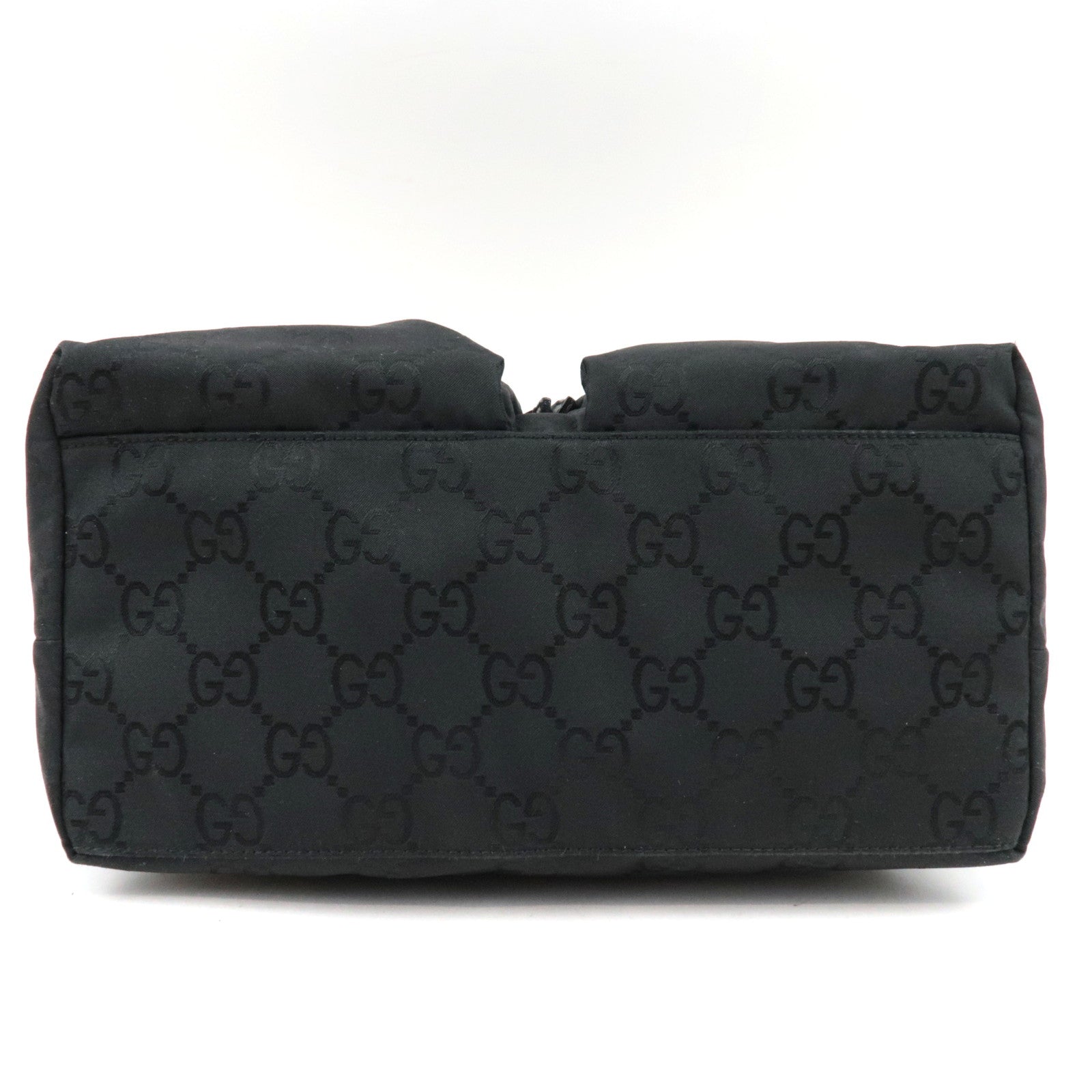 GUCCI GG Nylon Leather Shoulder Bag Black