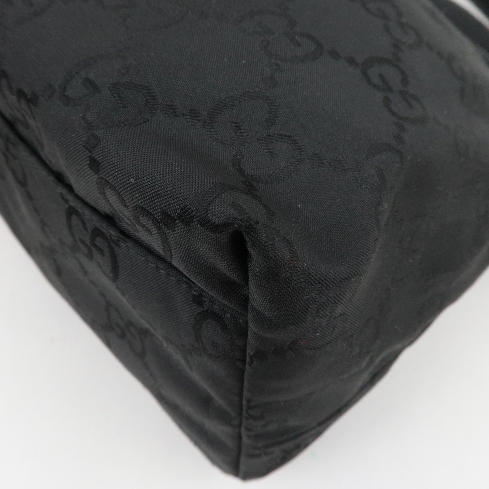 GUCCI GG Nylon Leather Shoulder Bag Black