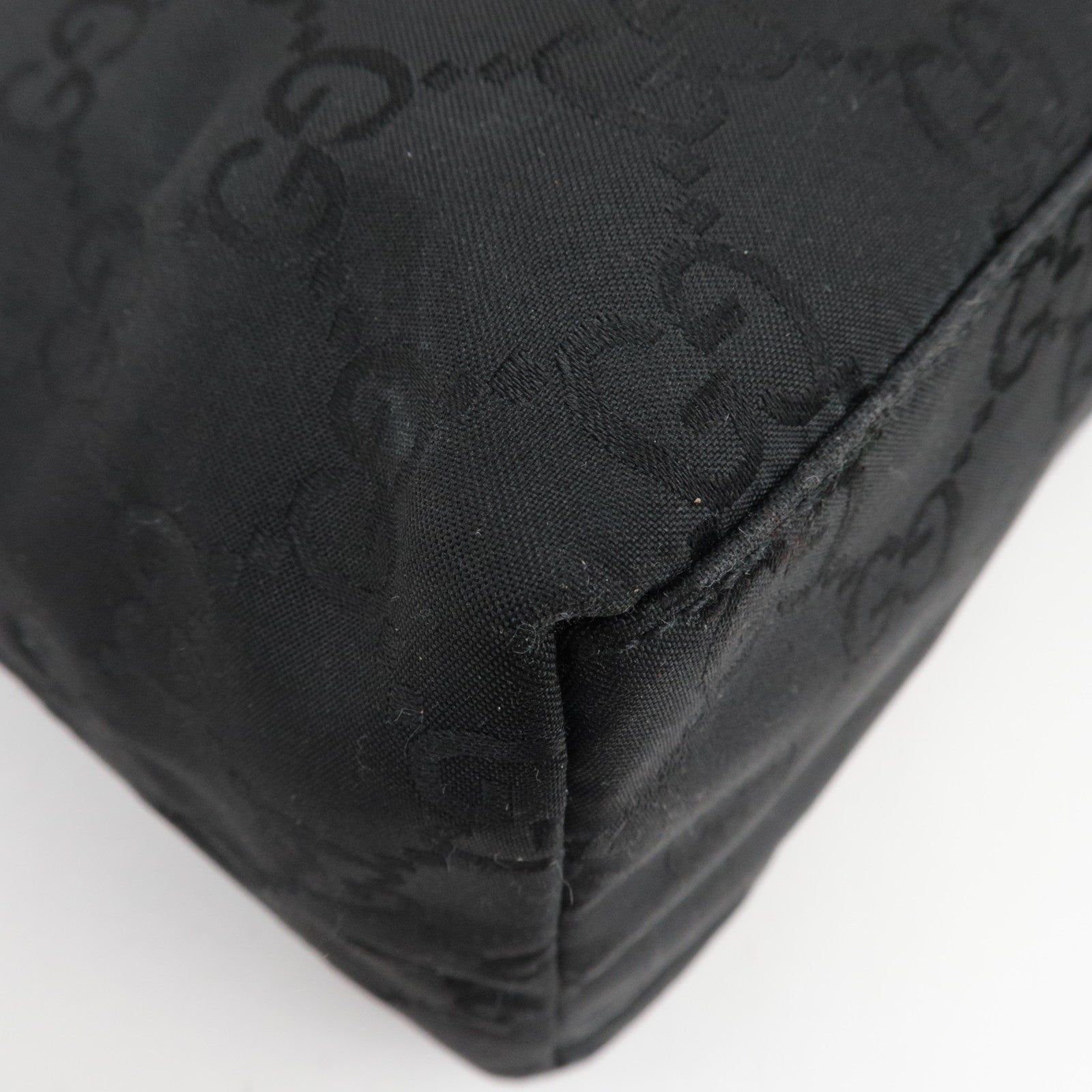 GUCCI GG Nylon Leather Shoulder Bag Black