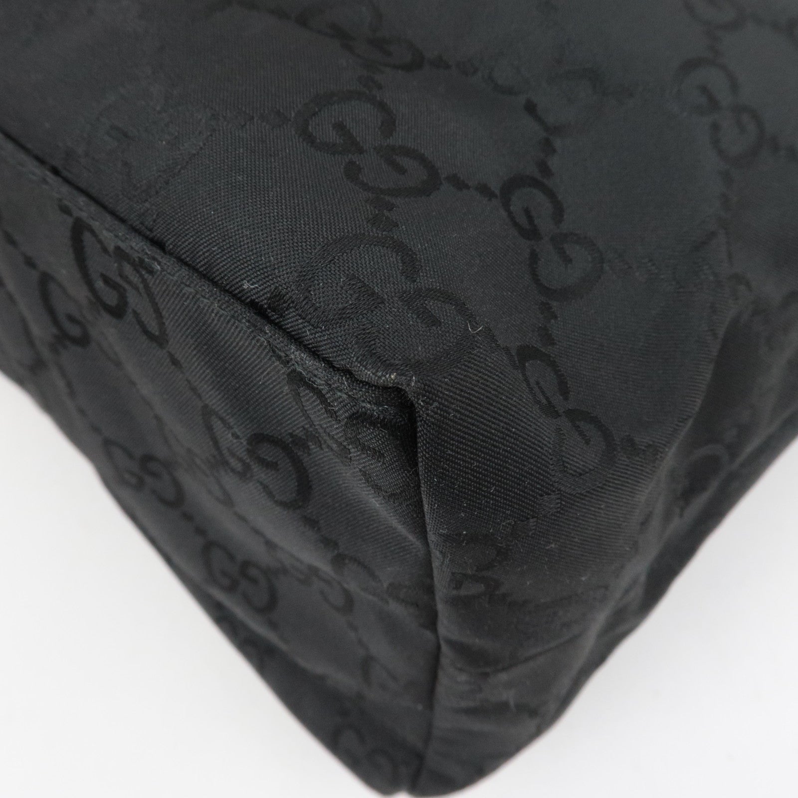 GUCCI GG Nylon Leather Shoulder Bag Black