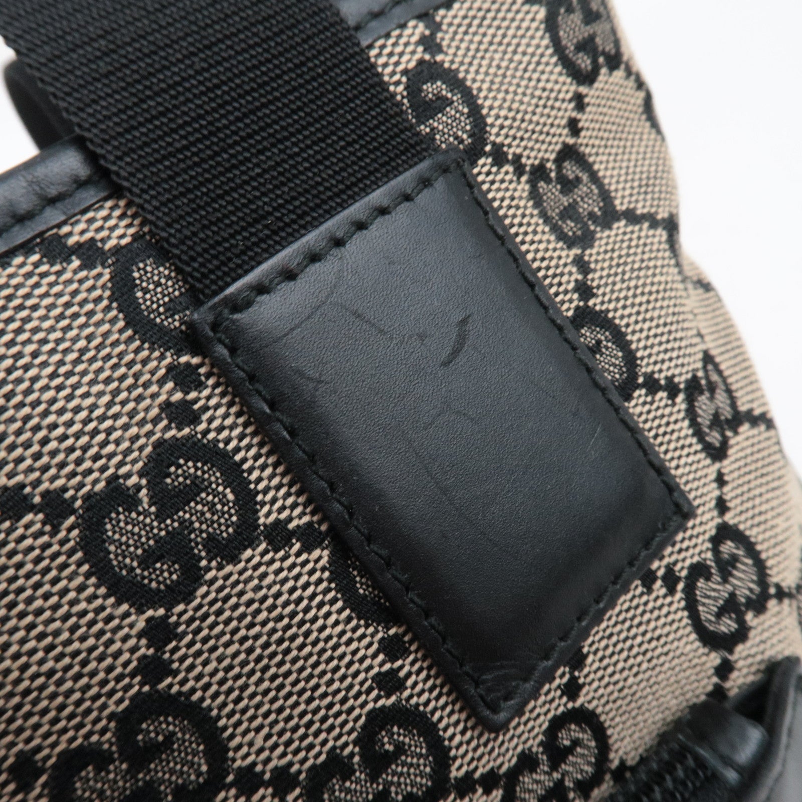 GUCCI GG Canvas Leather Tote Bag Beige Black 019.0402 *Dust bag