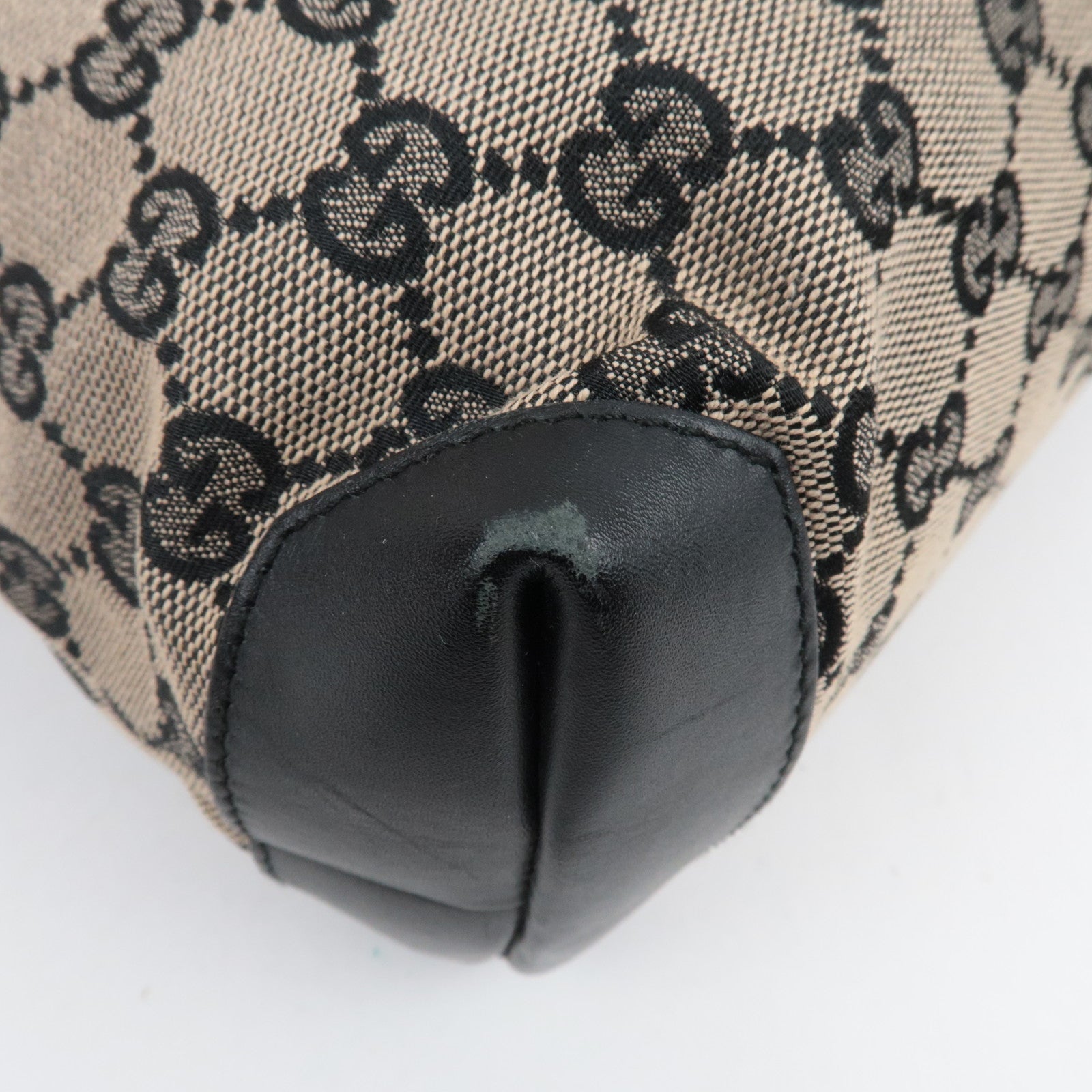 GUCCI GG Canvas Leather Tote Bag Beige Black 019.0402 *Dust bag