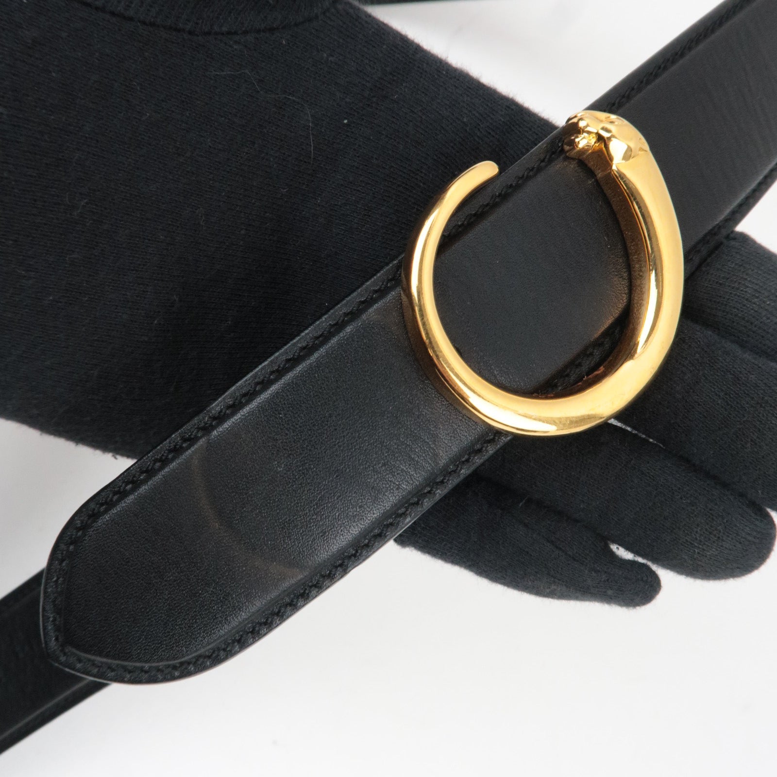 Cartier Panthere Leather Shoulder Bag Black *Box, Pouch, G card