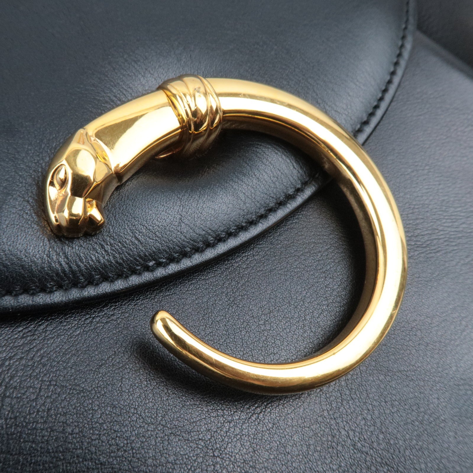 Cartier Panthere Leather Shoulder Bag Black *Box, Pouch, G card