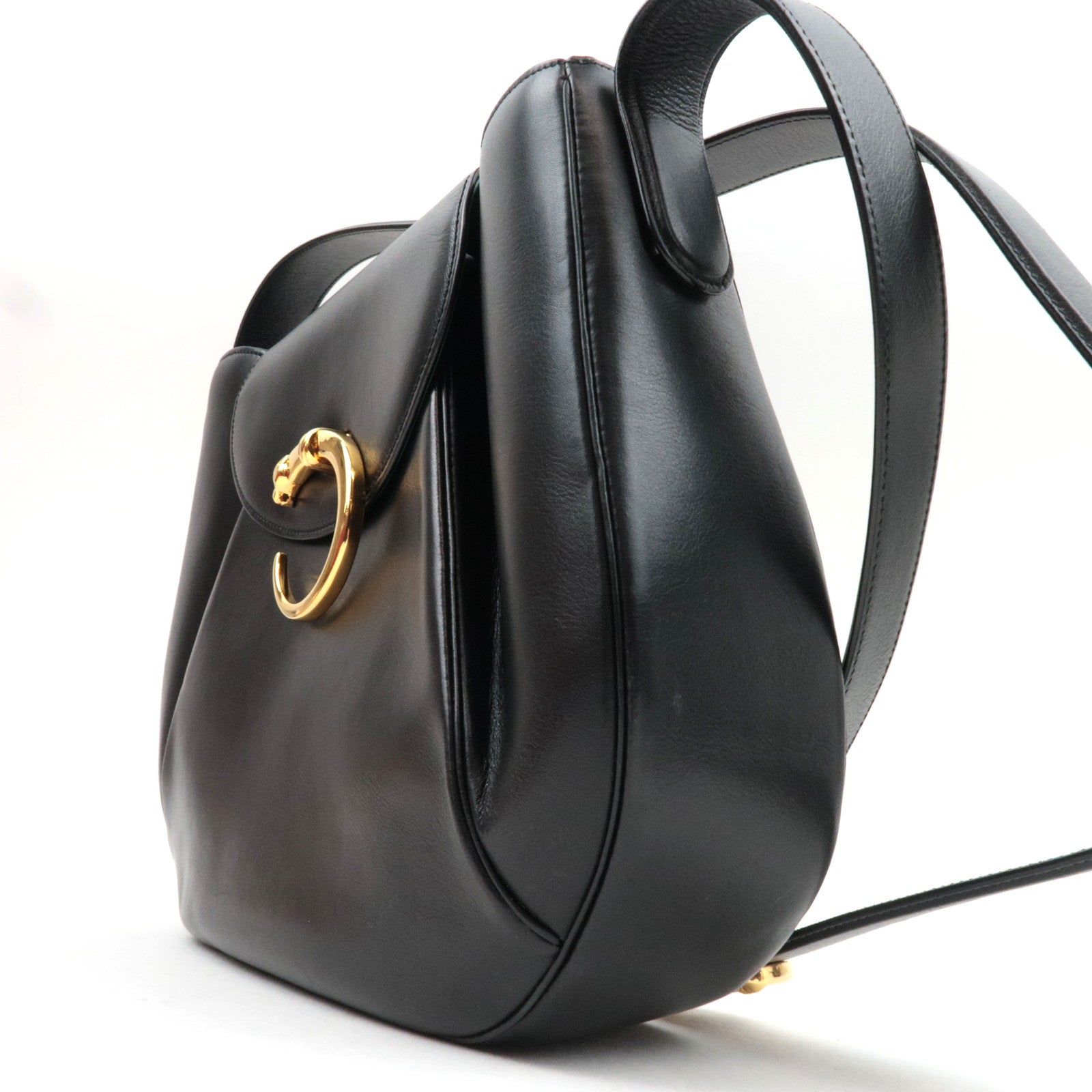 Cartier Panthere Leather Shoulder Bag Black *Box, Pouch, G card