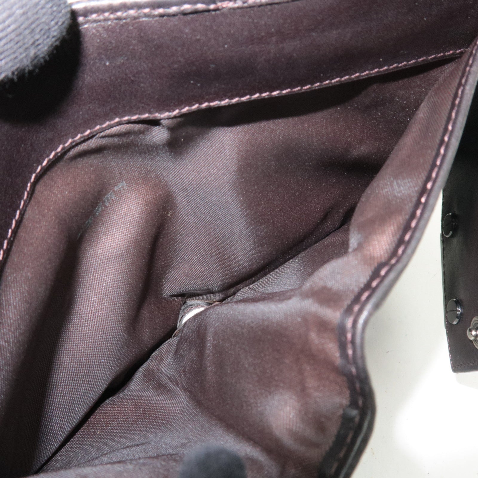 FENDI Zucchino Canvas Leather Double Hook Wallet Brown Beige 8M0035